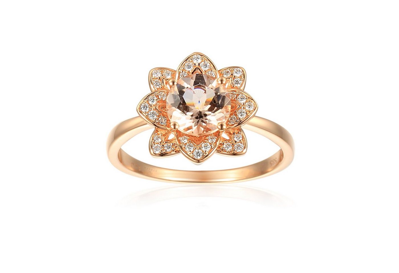 Stella-Jewellery Solitärring 585er Rotgold Damenring mit Morganit Brillanten (inkl. Etui, Morganit 1,23 ct. - inkl. Etui), Morganit 1,23ct. und Brillanten 0,12ct. von Stella-Jewellery