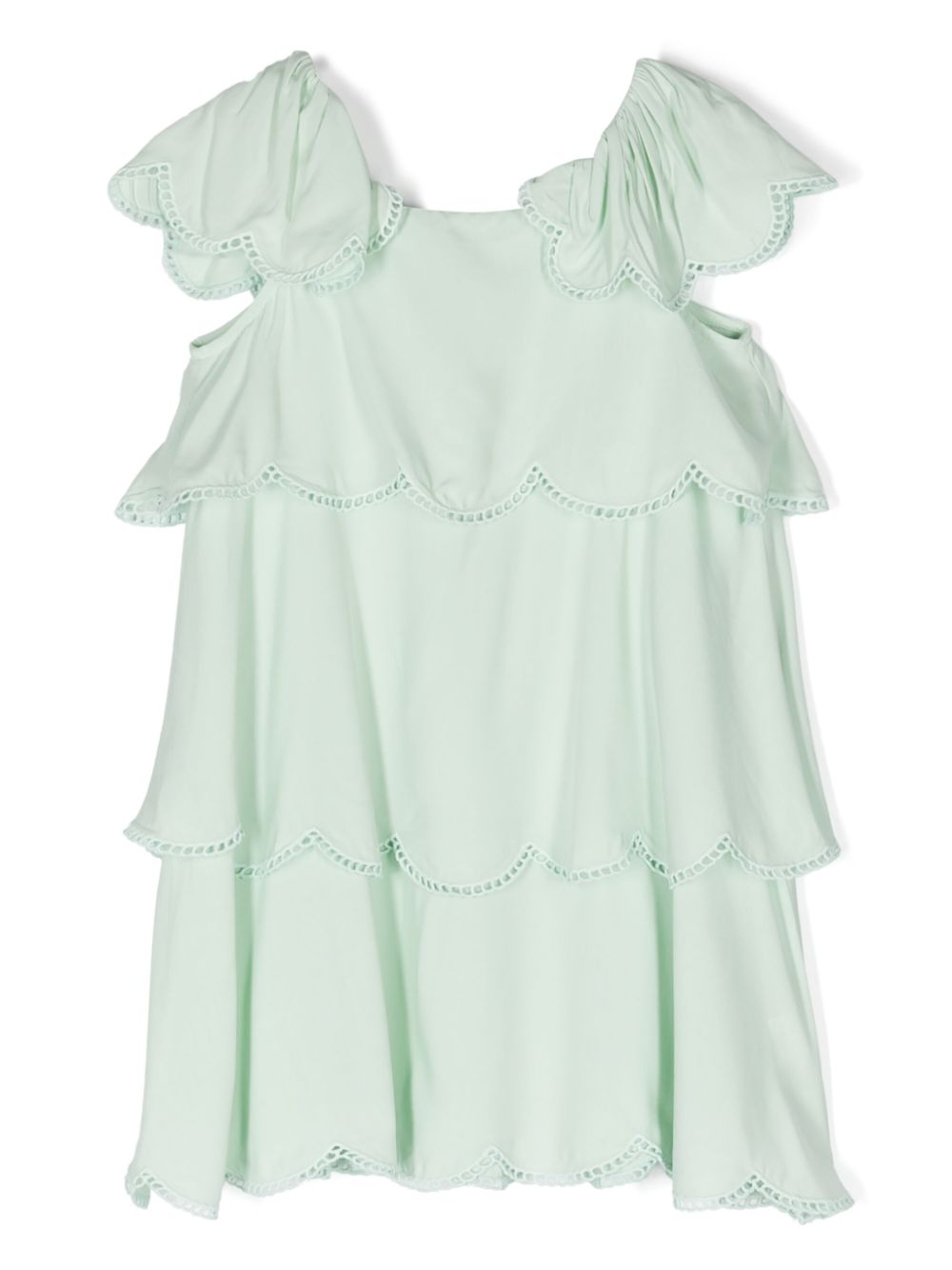 Stella McCartney Kids Ausgestelltes Kleid mit Picot-Borte - Grün von Stella McCartney Kids