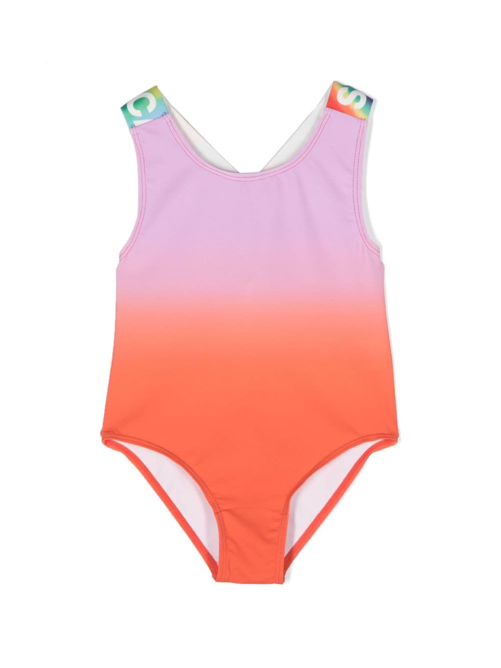 Stella McCartney Kids Farbverlauf-Badeanzug mit Regenbogen-Print - Rot von Stella McCartney Kids