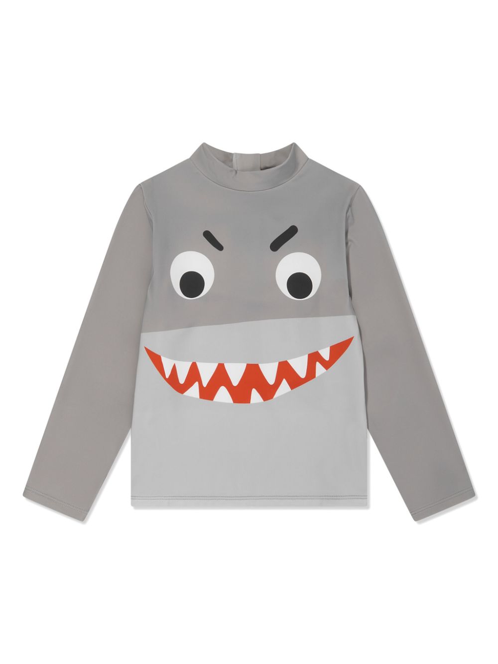 Stella McCartney Kids Langärmeliges Shark Face Badeoberteil - Grau von Stella McCartney Kids