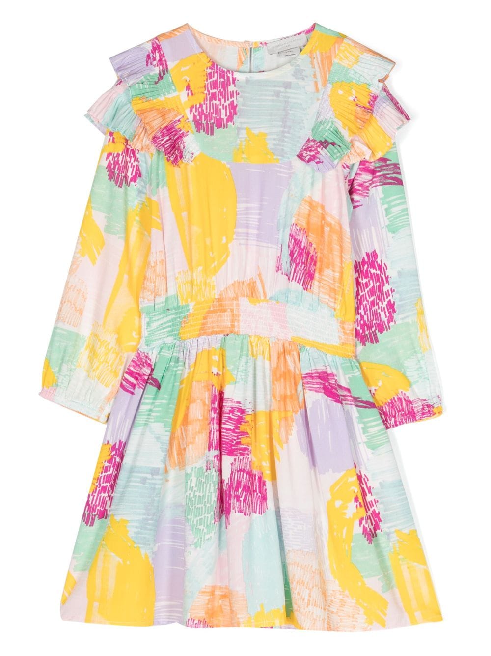 Stella McCartney Kids Gerüschtes Kleid mit abstraktem Print - Gelb von Stella McCartney Kids