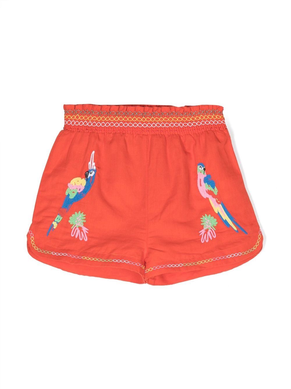 Stella McCartney Kids Shorts mit aufgestickten Papageien - Rot von Stella McCartney Kids