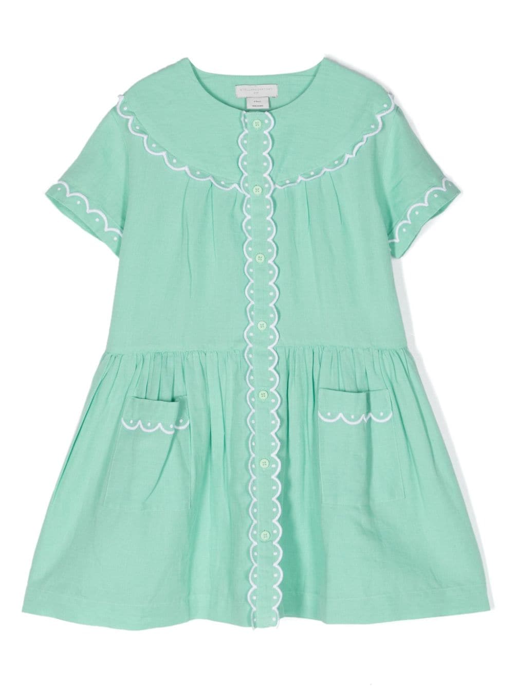 Stella McCartney Kids Ausgestelltes Kleid mit bestickten Wellenkanten - Grün von Stella McCartney Kids