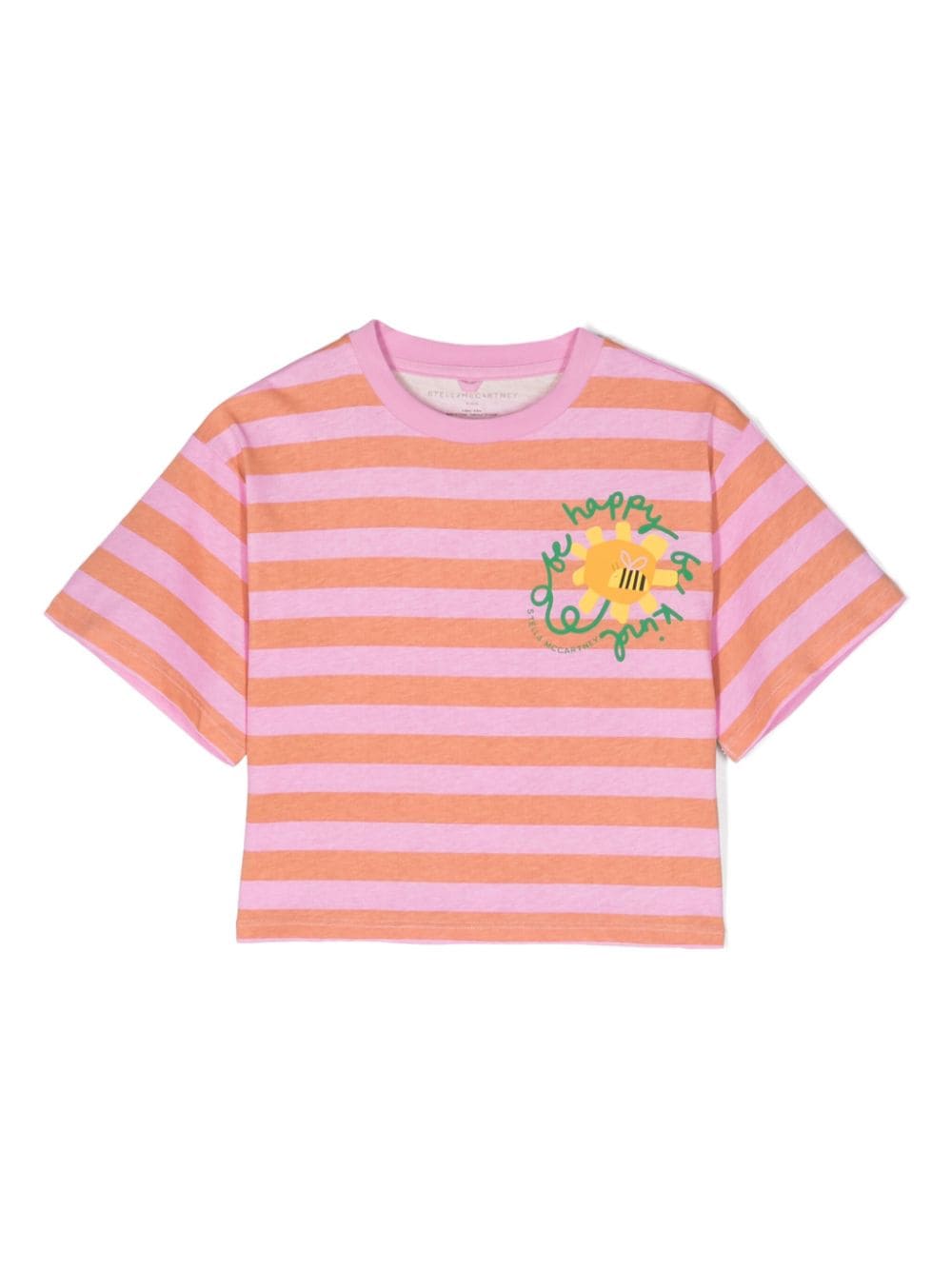 Stella McCartney Kids Gestreiftes T-Shirt mit Blumen-Print - Rosa von Stella McCartney Kids