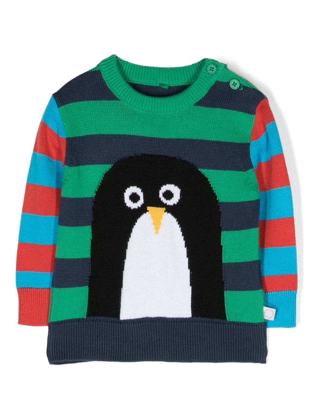 Stella McCartney Kids Gestreifter Pullover mit Pinguin - Blau von Stella McCartney Kids