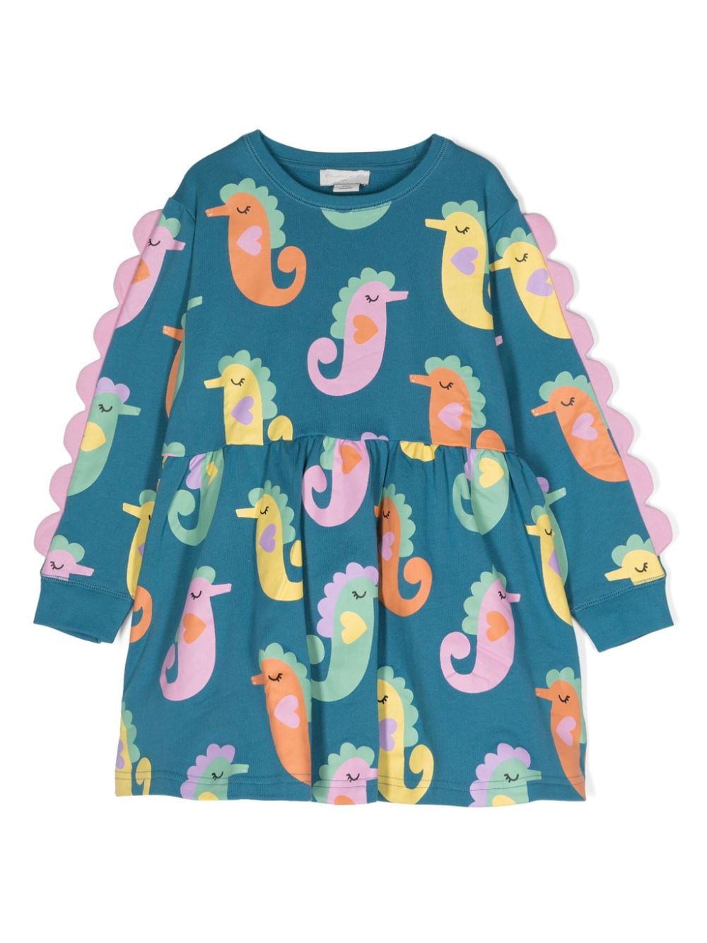 Stella McCartney Kids Kleid aus Bio-Baumwolle mit Seepferdchen-Print - Blau von Stella McCartney Kids