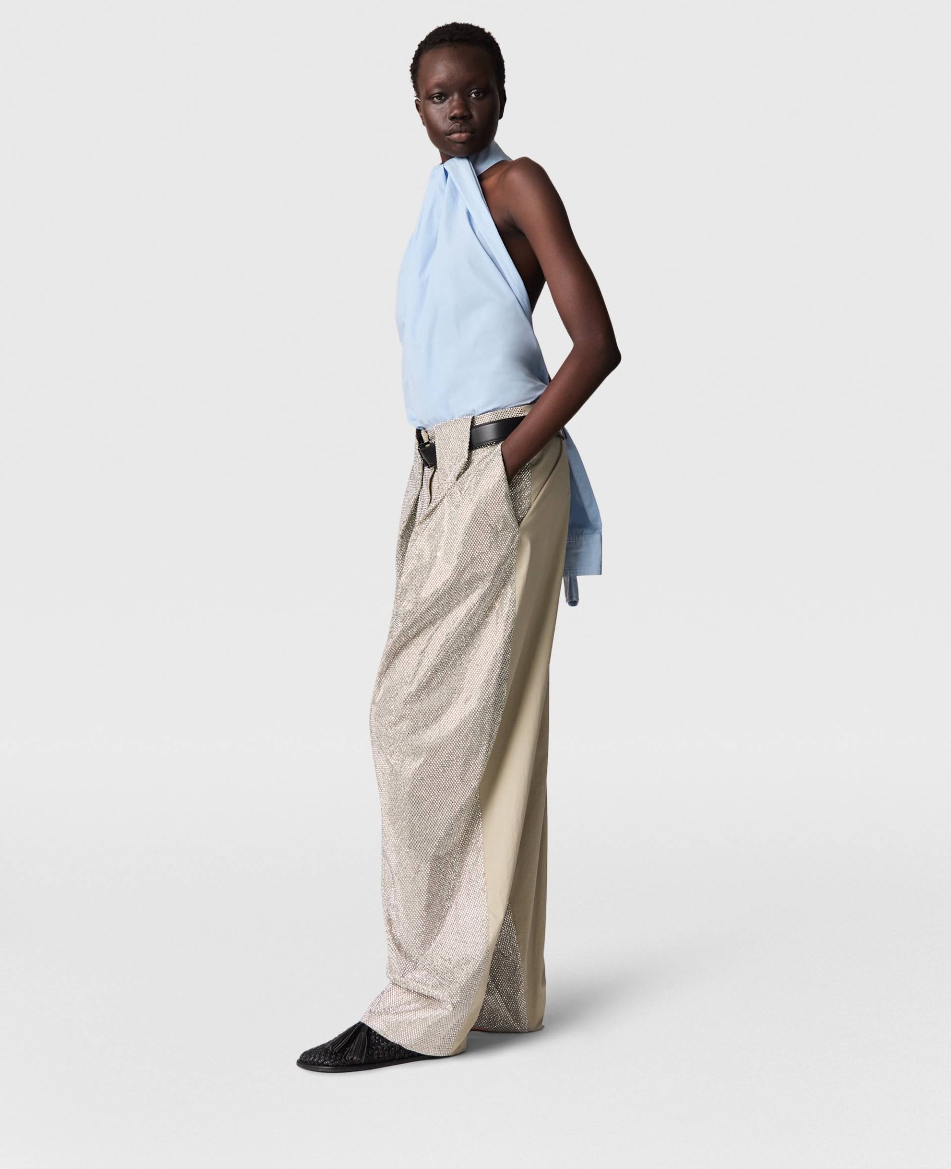 Stella McCartney - Ärmelloses Oberteil mit Neckholder-Einsatz, Frau, Blau, Größe: 40 von Stella McCartney