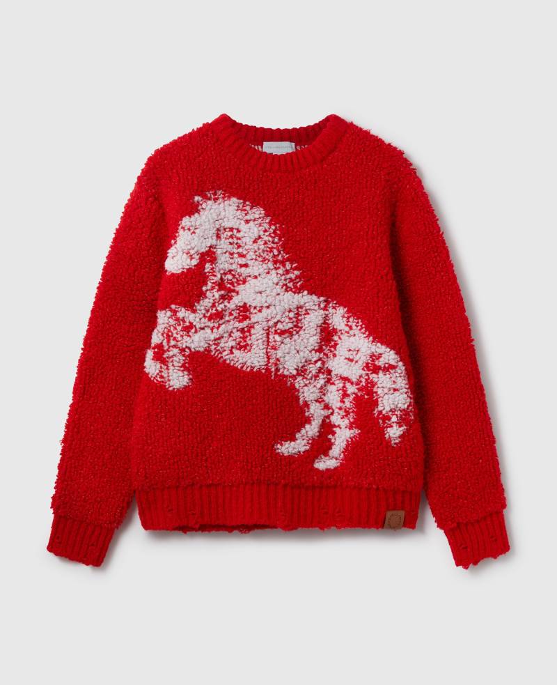 Stella McCartney - Airbrushed Horse Graphic Crewneck Jumper, Frau, LIPSTICK Red, Größe: M von Stella McCartney
