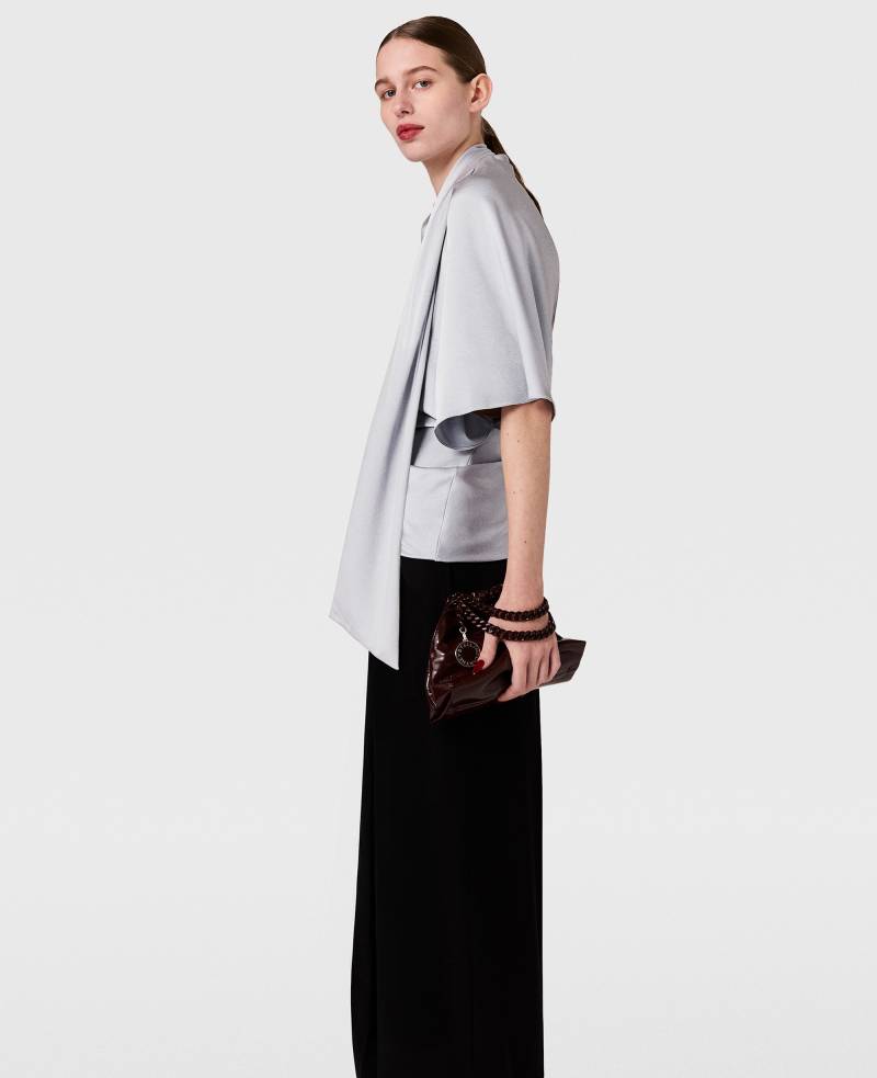 Stella McCartney - Asymmetrisches Top mit Krawattenkragen, Frau, Perlblau, Größe: 34 von Stella McCartney