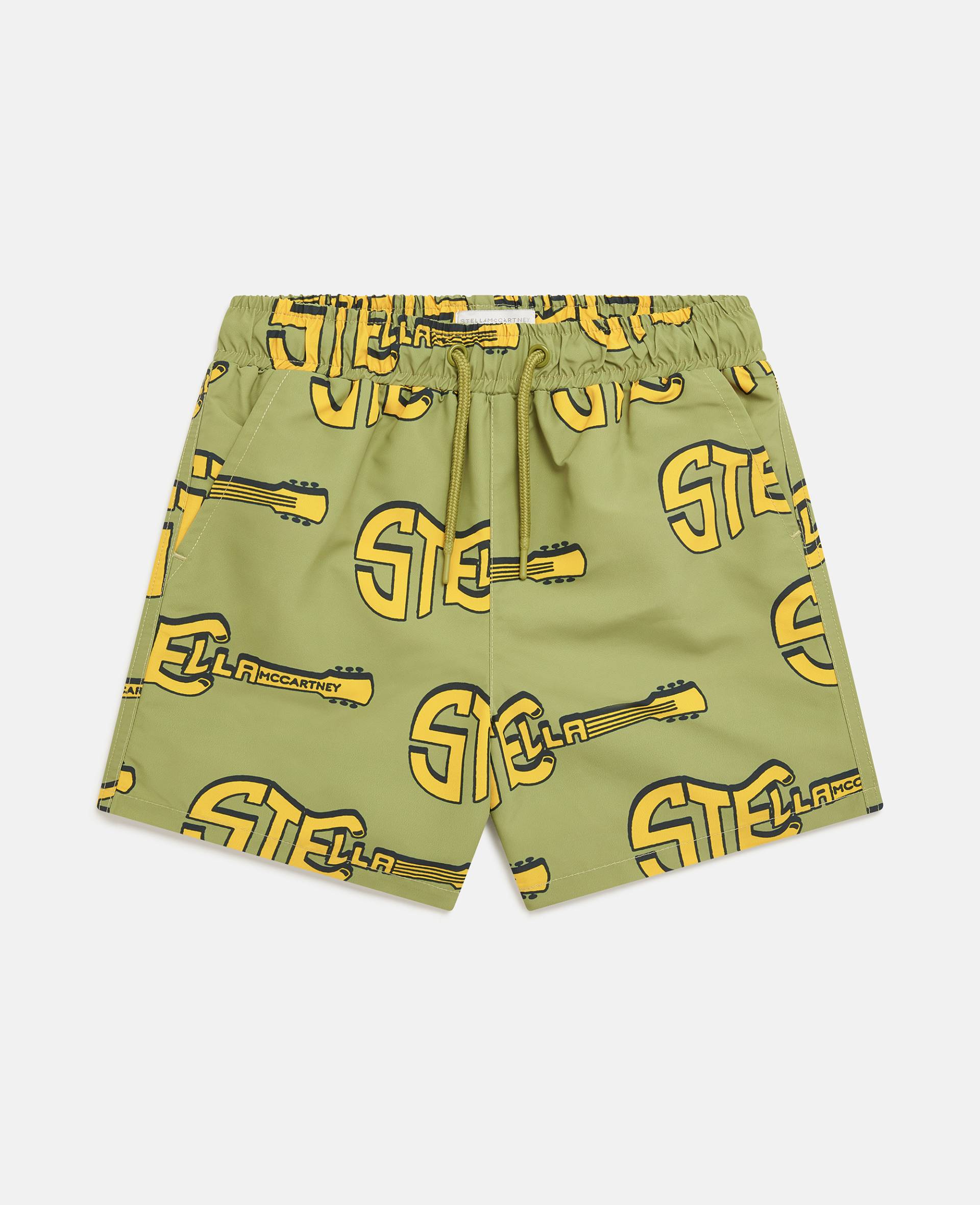 Stella McCartney - Badeshorts mit Gitarren-Print, Frau, Grün/Bunt, Größe: 8 von Stella McCartney