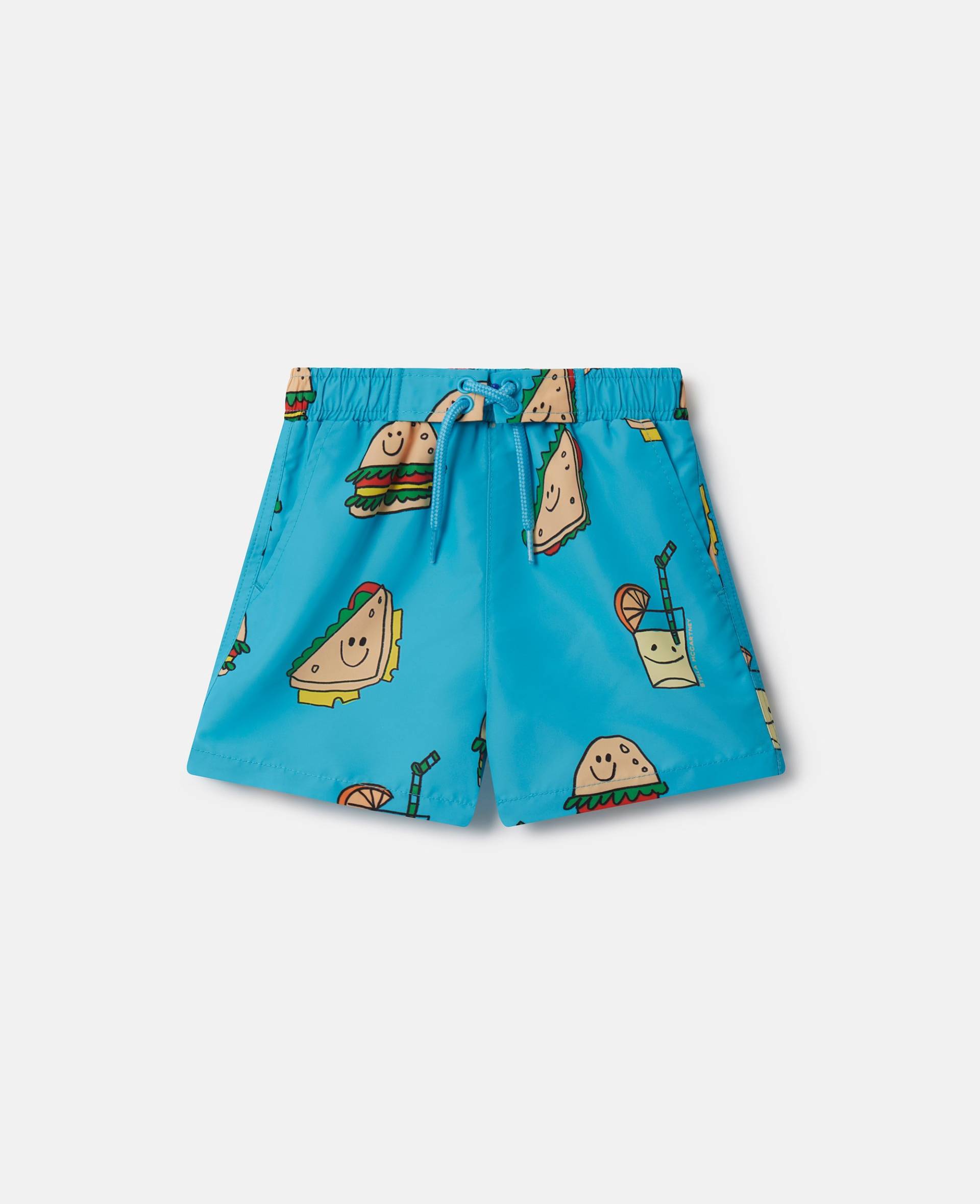 Stella McCartney - Badeshorts mit Veggie Sandwich Print, Frau, Blau, Größe: 12m von Stella McCartney