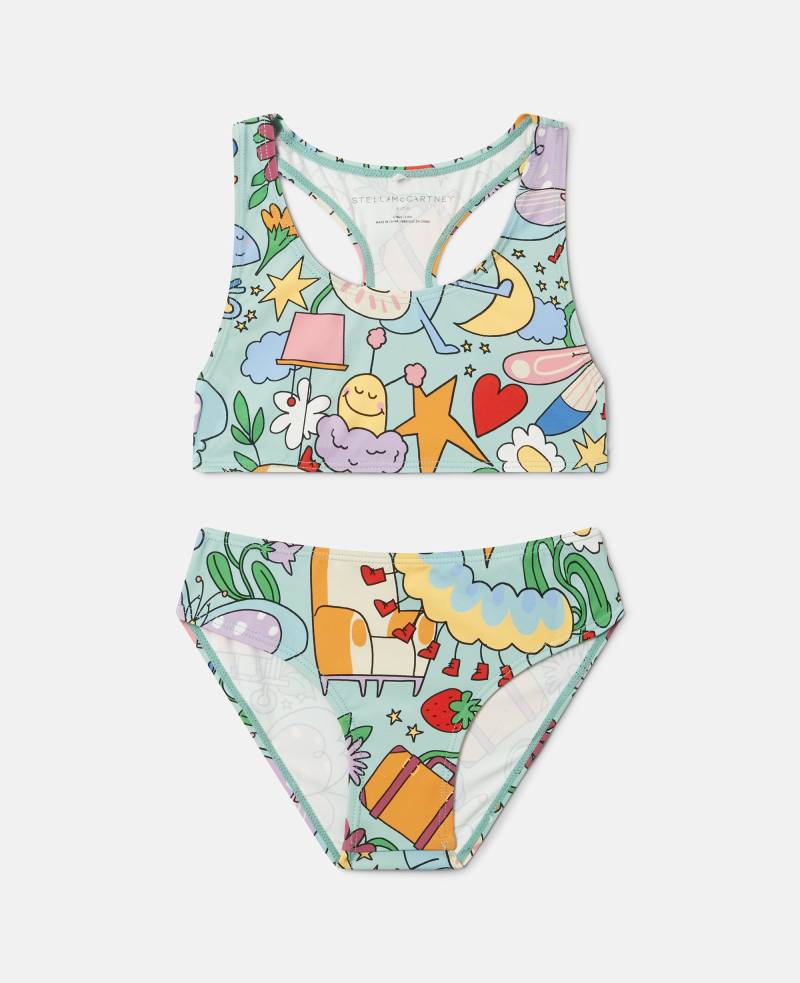 Stella McCartney - Bikini mit Insekten-Hotel-Print, Frau, Grün/Bunt, Größe: 8 von Stella McCartney
