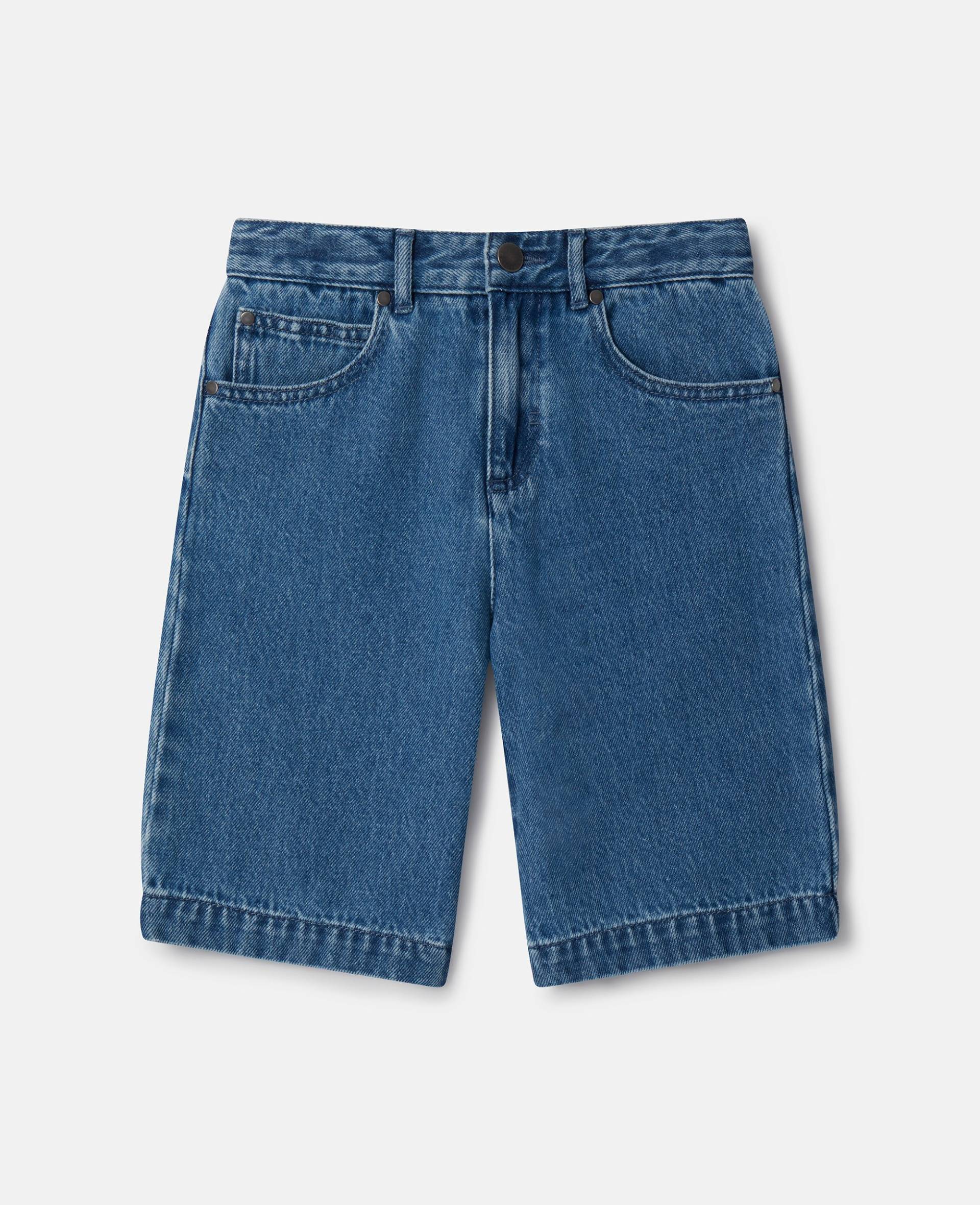 Stella McCartney - Board Length Denim Shorts, Frau, Blue, Größe: 10 von Stella McCartney