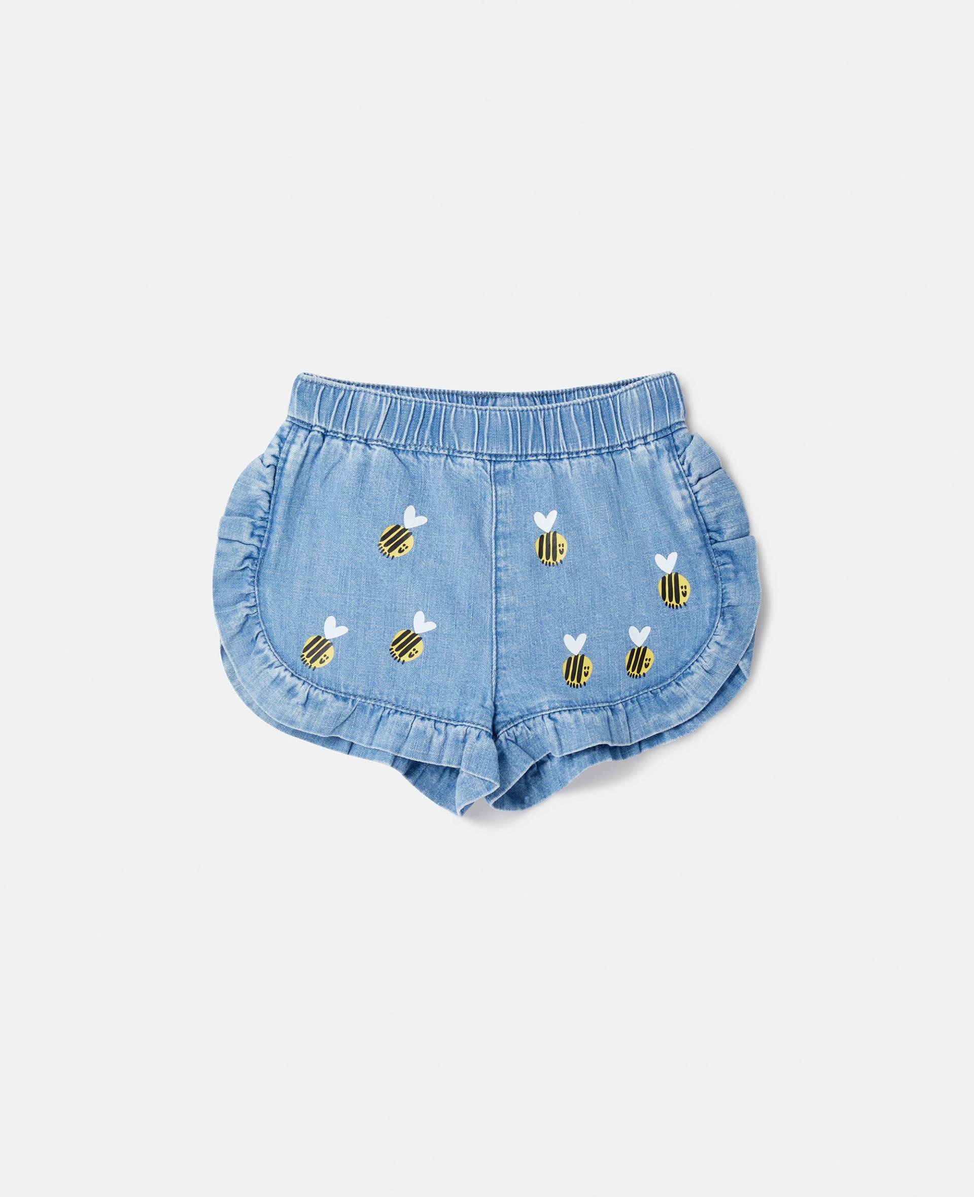 Stella McCartney - Bumblebee Embroidery Denim Shorts, Frau, Blue, Größe: 24m von Stella McCartney