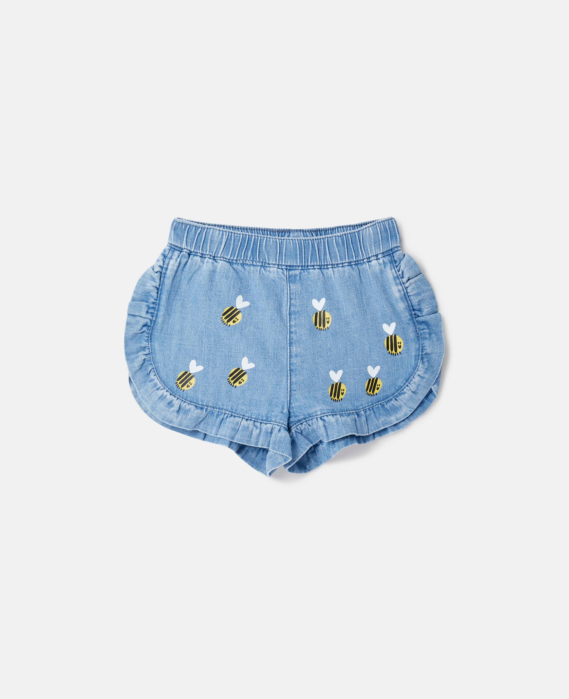 Stella McCartney - Bumblebee Embroidery Denim Shorts, Frau, Blue, Größe: 3m von Stella McCartney