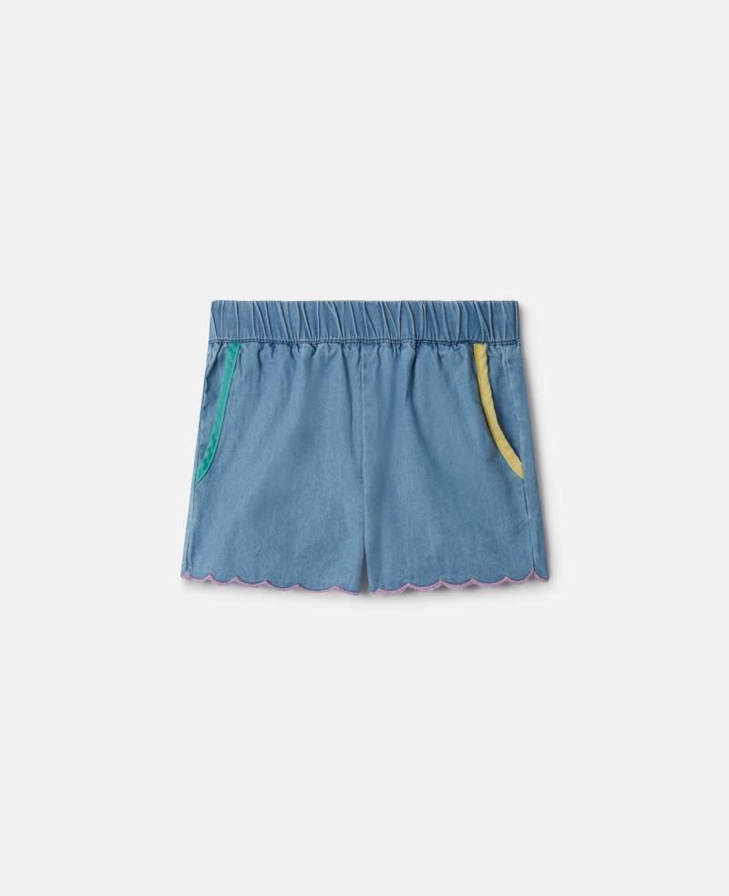 Stella McCartney - Chambray-Shorts mit Muschelsaum, Frau, Blau, Größe: 18m von Stella McCartney