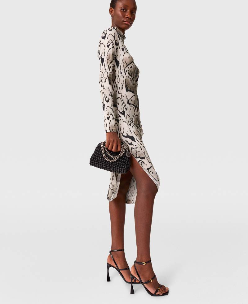 Stella McCartney - Cloud Leopard Print Draped Midi Dress, Frau, Multicolour Grey, Größe: 40 von Stella McCartney