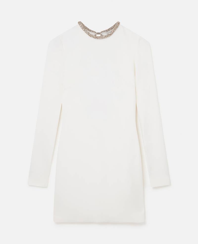 Stella McCartney - Cocktail Minikleid mit Kristallkragen, Frau, Weiß, Größe: 40 von Stella McCartney