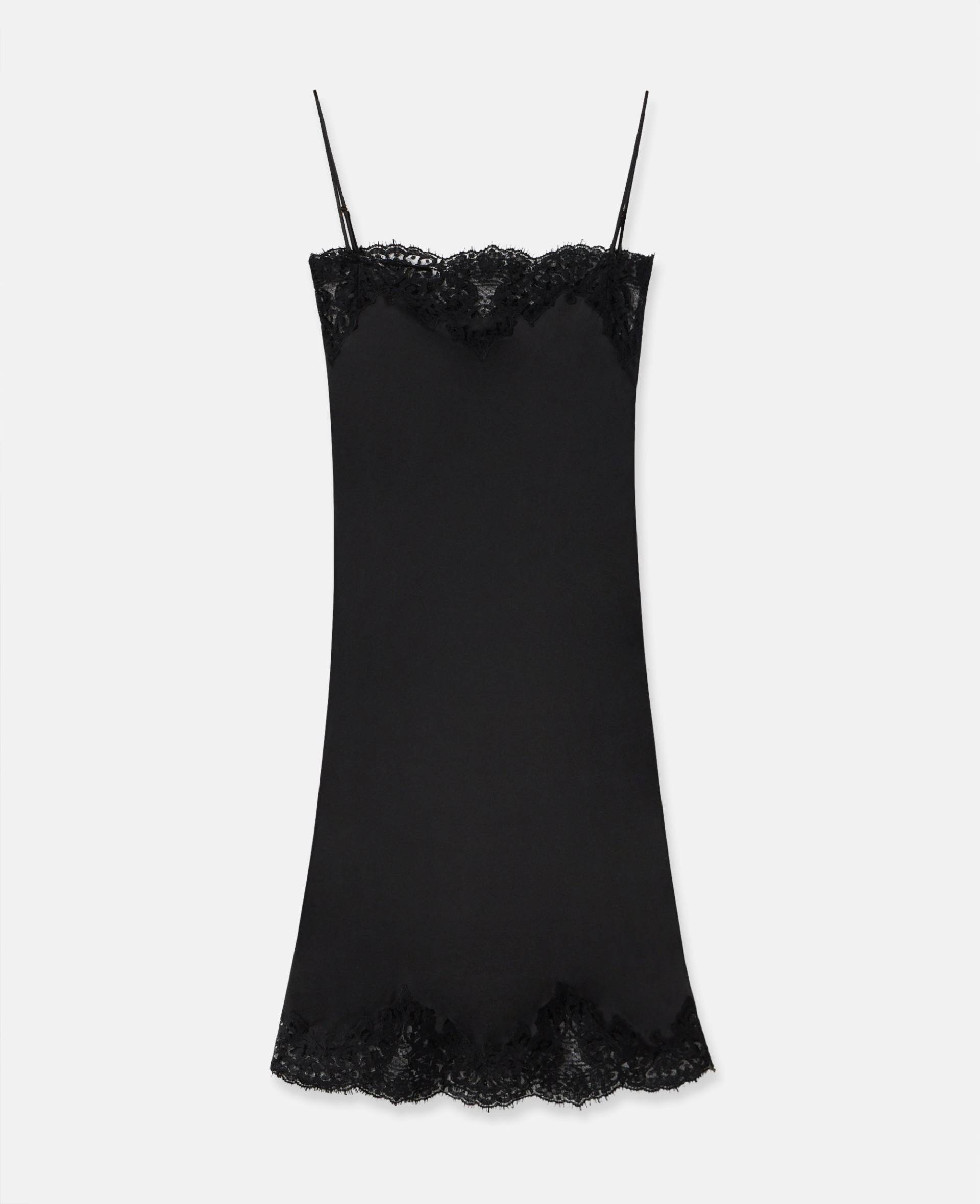 Stella McCartney - Cocktailkleid aus Satin mit Guipere Spitze, Frau, Schwarz, Größe: 36 von Stella McCartney