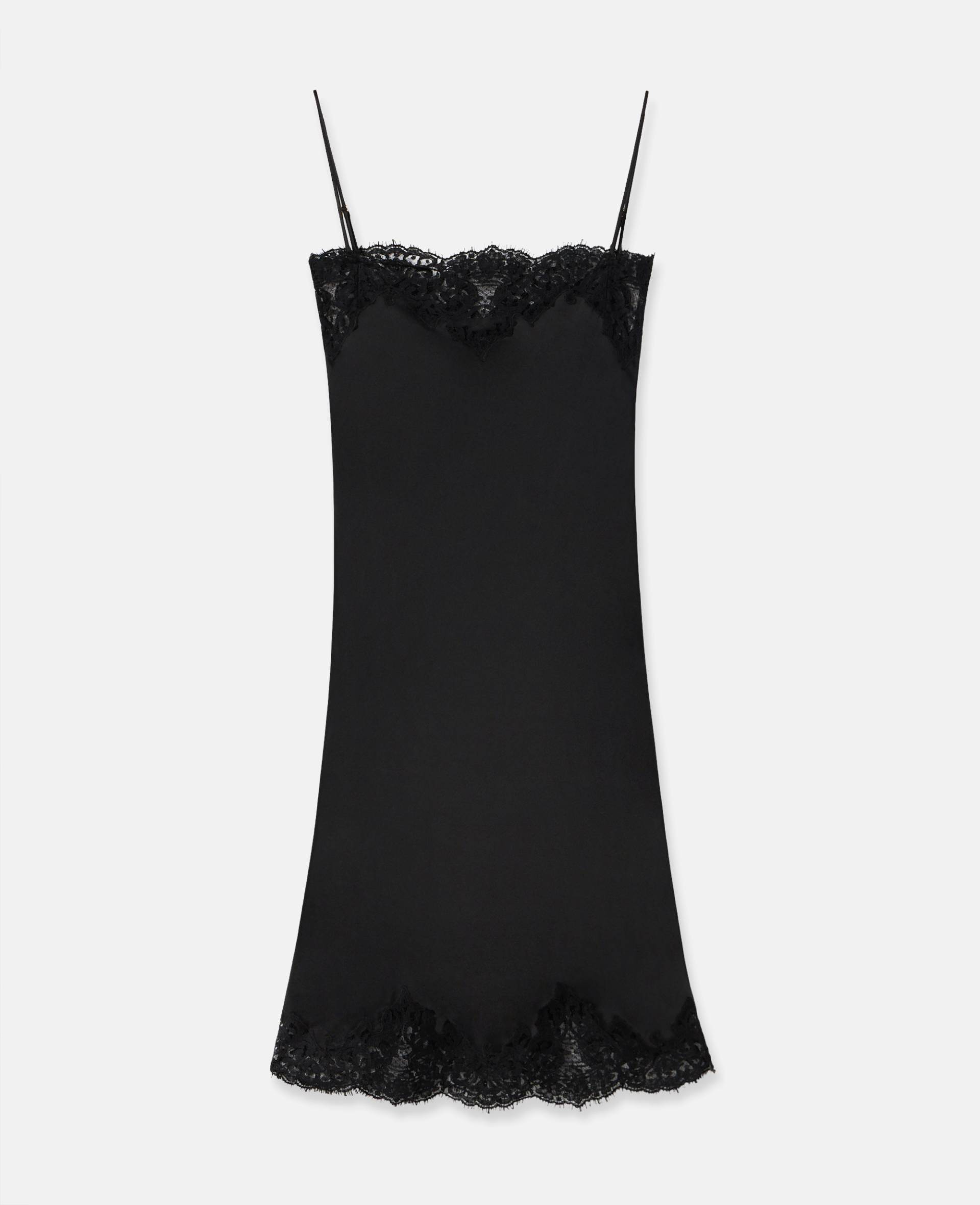 Stella McCartney - Cocktailkleid aus Satin mit Guipere Spitze, Frau, Schwarz, Größe: 40 von Stella McCartney