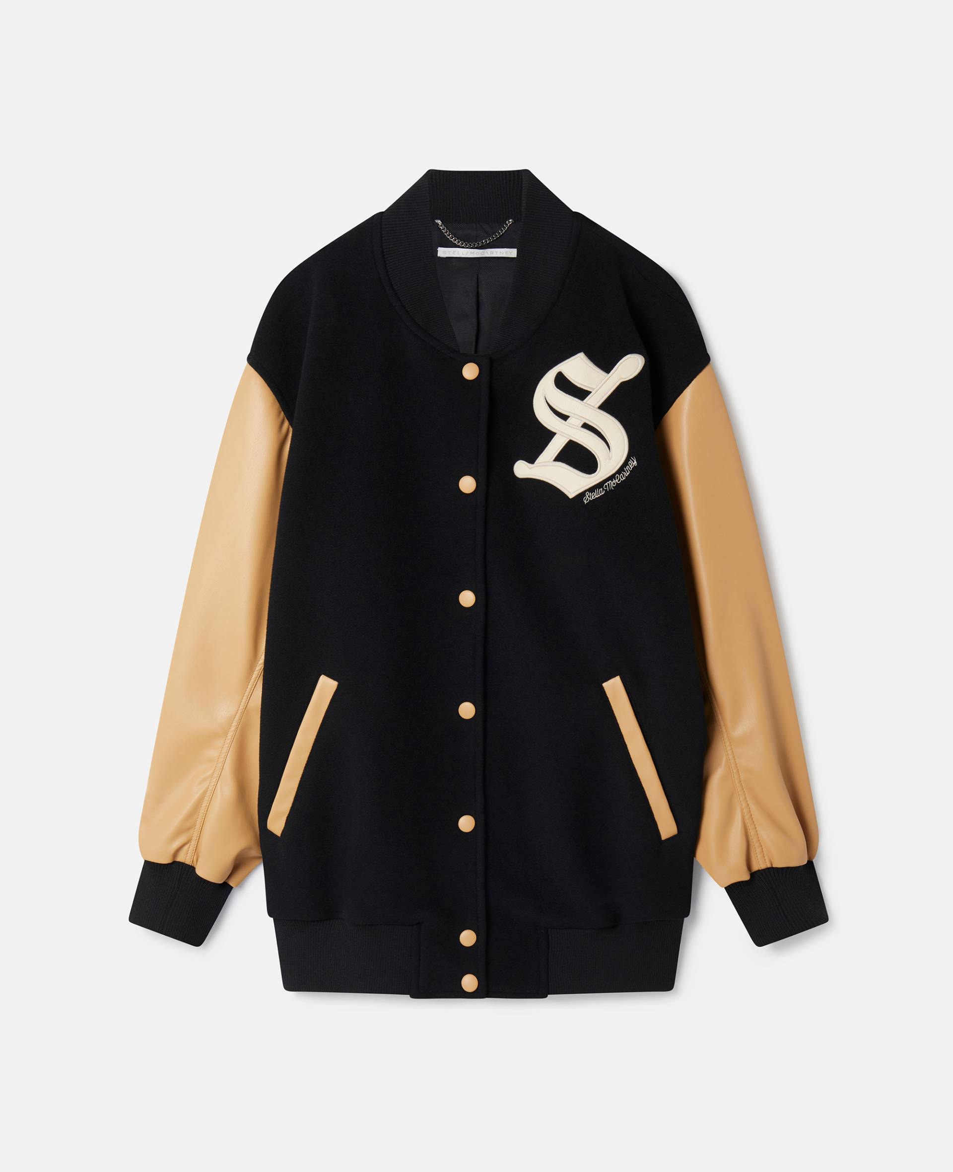 Stella McCartney - College-Bomberjacke mit S"-Motiv, Frau, Schwarz, Größe: 36 von Stella McCartney