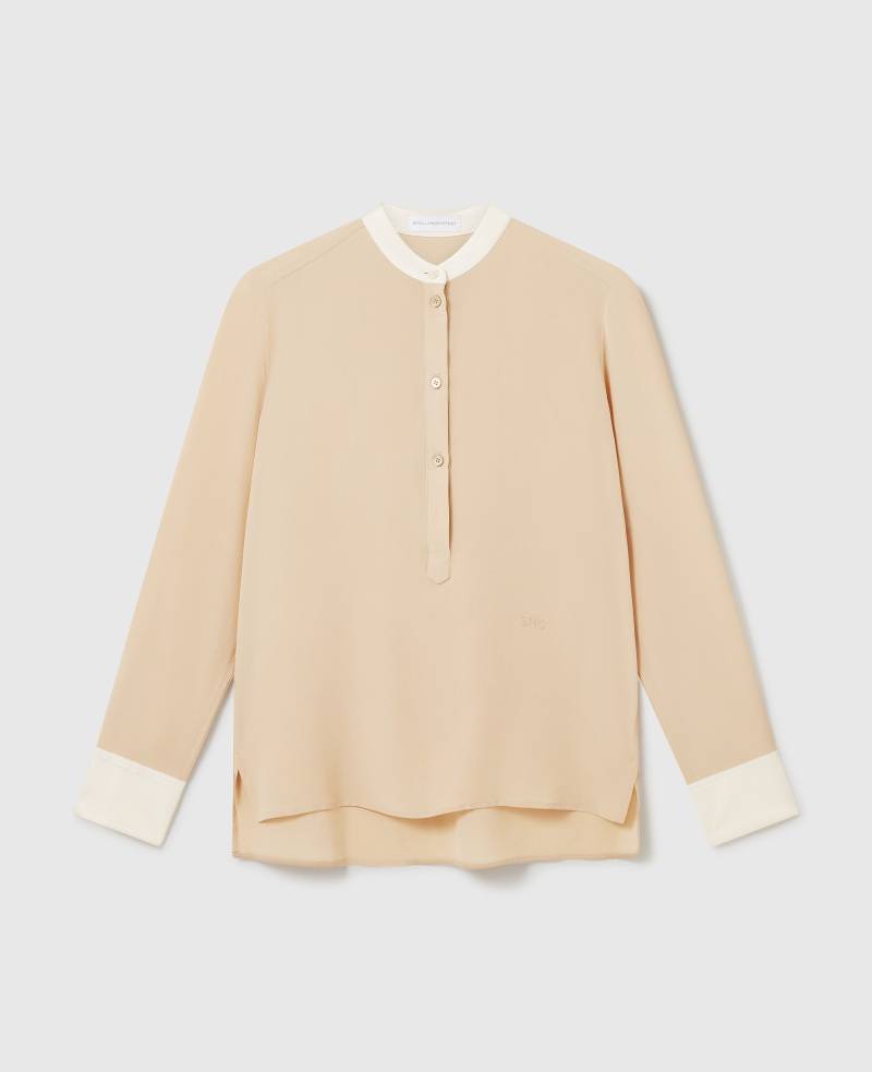 Stella McCartney - Contrast Panel Grandfather Collar Shirt, Frau, Almond, Größe: 36 von Stella McCartney