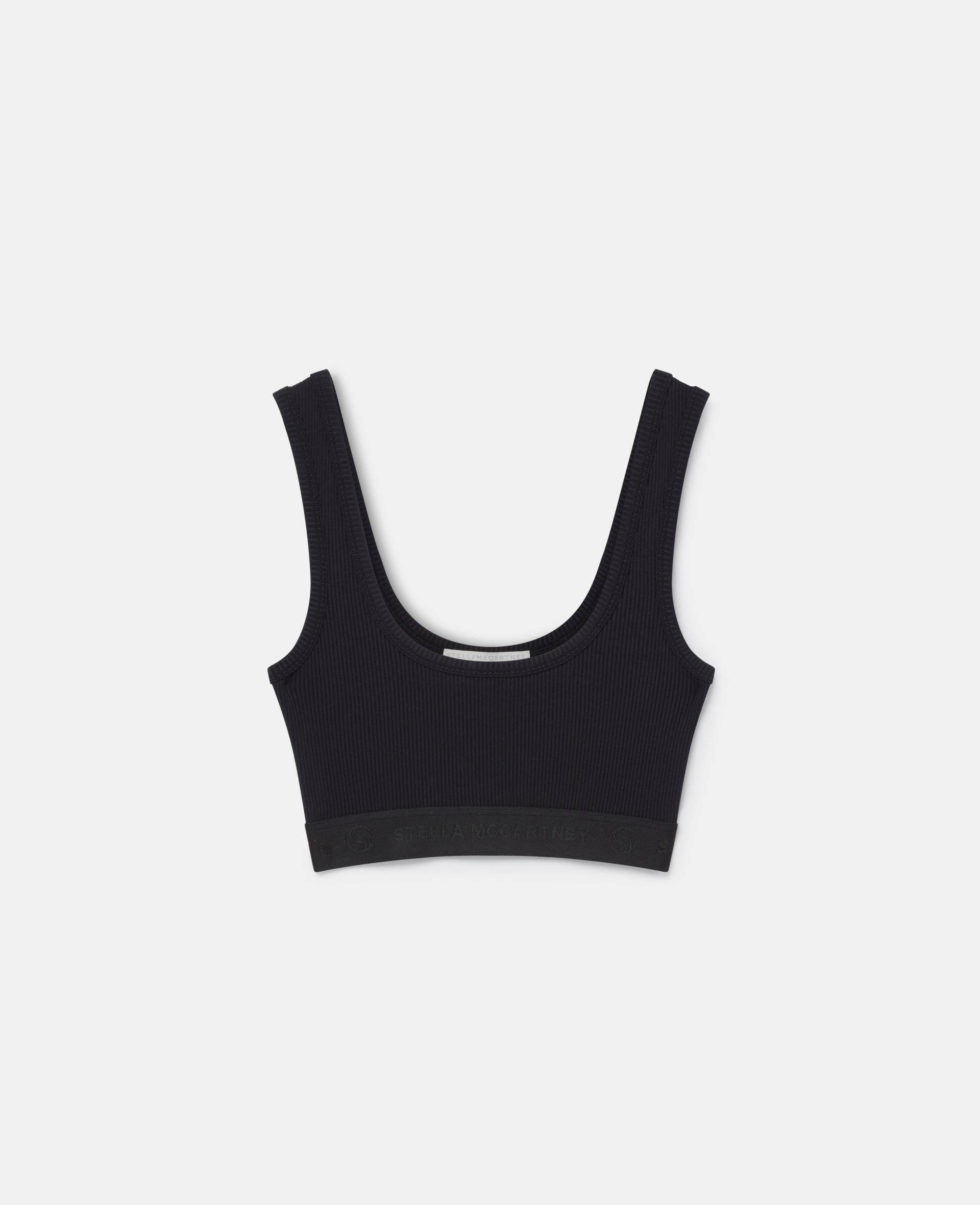 Stella McCartney - Crop Top mit S Wave Band, Frau, Schwarz, Größe: M von Stella McCartney