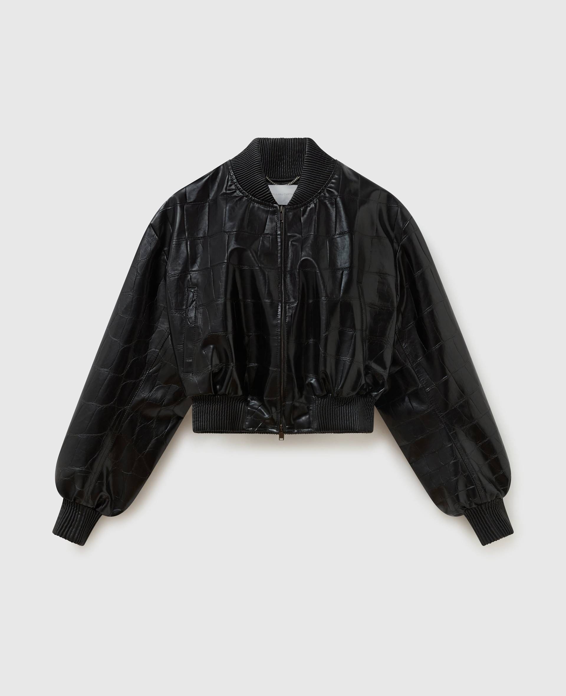 Stella McCartney - Cropped-Bomberjacke mit Krokoprägung, Frau, Schwarz, Größe: 40 Stella McCartney - Cropped-Bomberjacke mit Krokoprägung, Frau, Schwarz, Größe: 40 von Stella McCartney