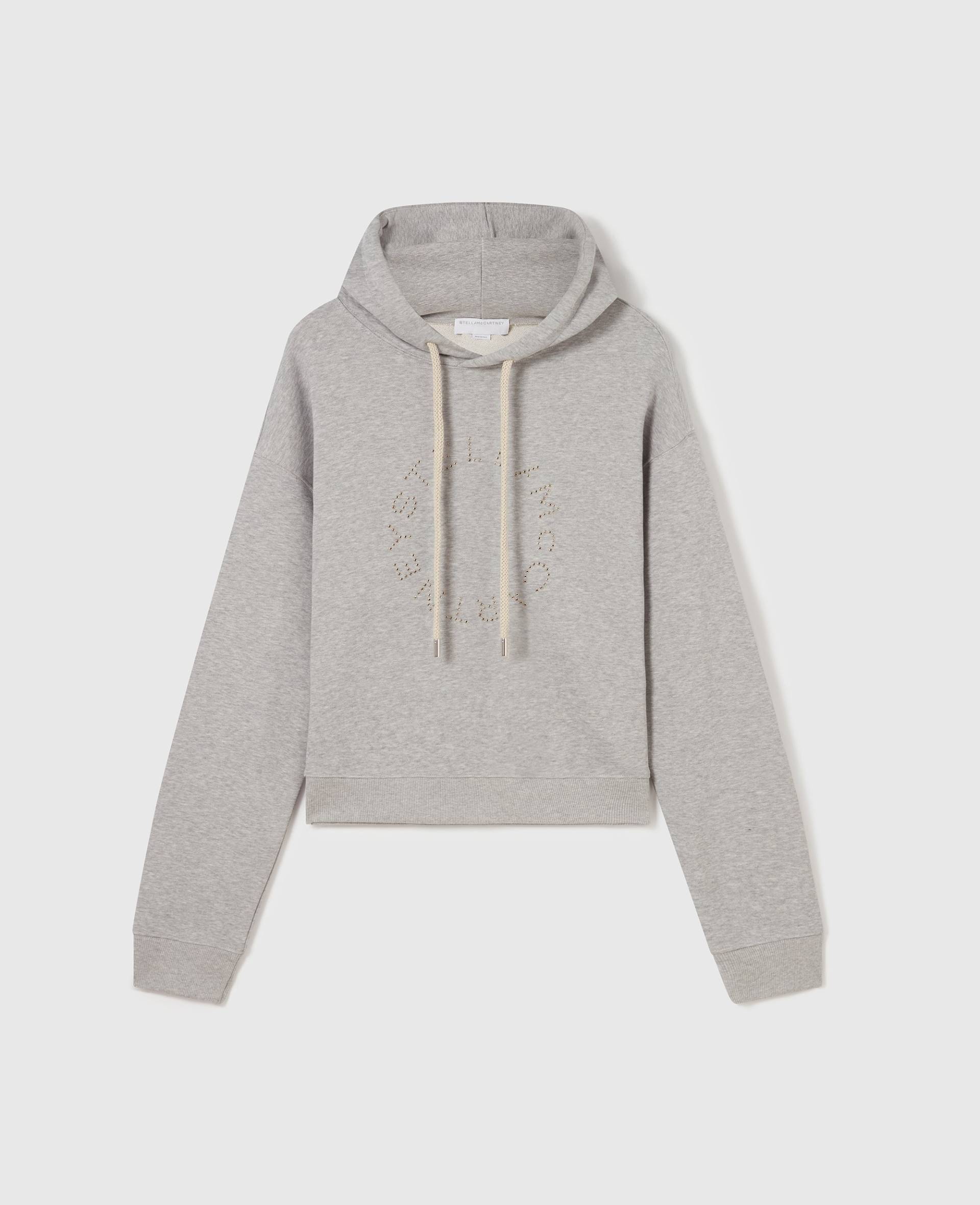 Stella McCartney - Cropped-Hoodie mit Logo-Stickerei, Frau, Hellgrau meliert, Größe: S von Stella McCartney
