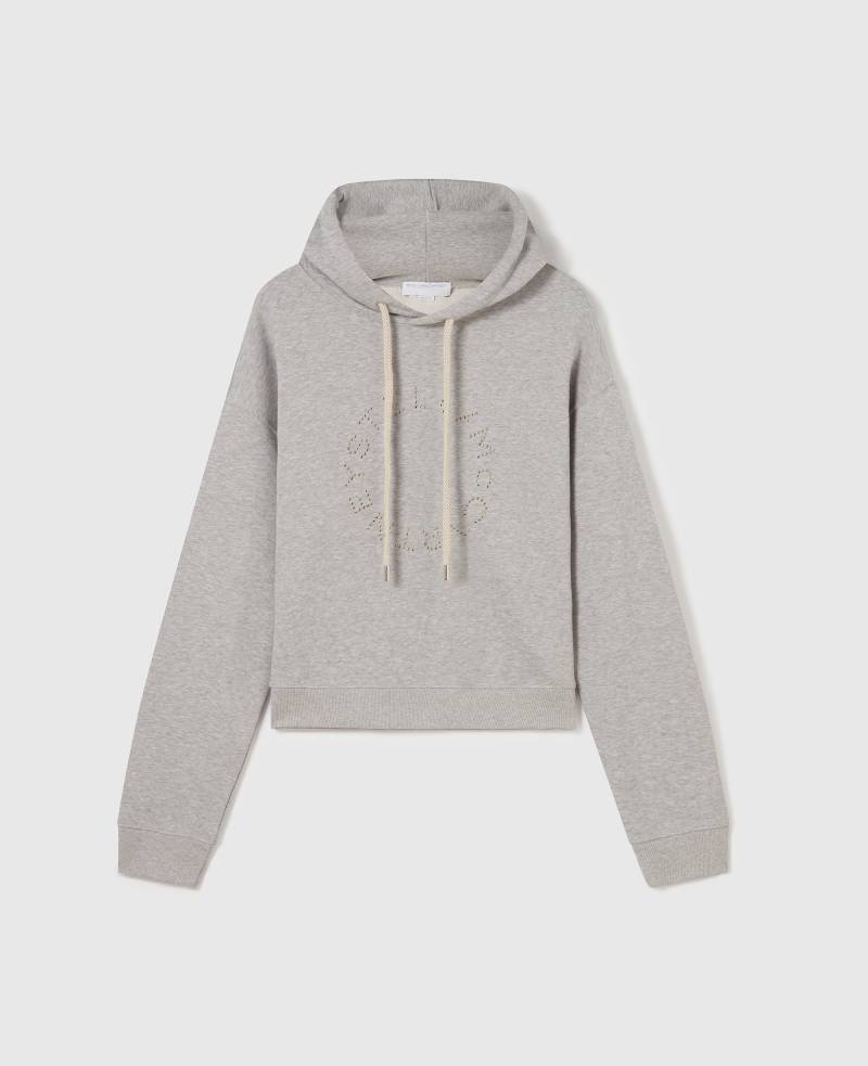 Stella McCartney - Cropped-Hoodie mit Logo-Stickerei, Frau, Hellgrau meliert, Größe: S von Stella McCartney