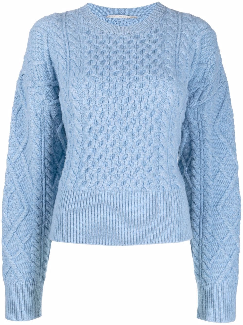 Stella McCartney Cropped-Pullover mit Aran-Strickmuster - Blau von Stella McCartney