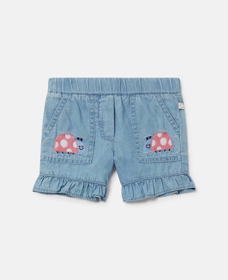 Stella McCartney - Denimshorts mit Marienkaefer-Stickerei, Frau, Hellblau, Größe: 6m von Stella McCartney
