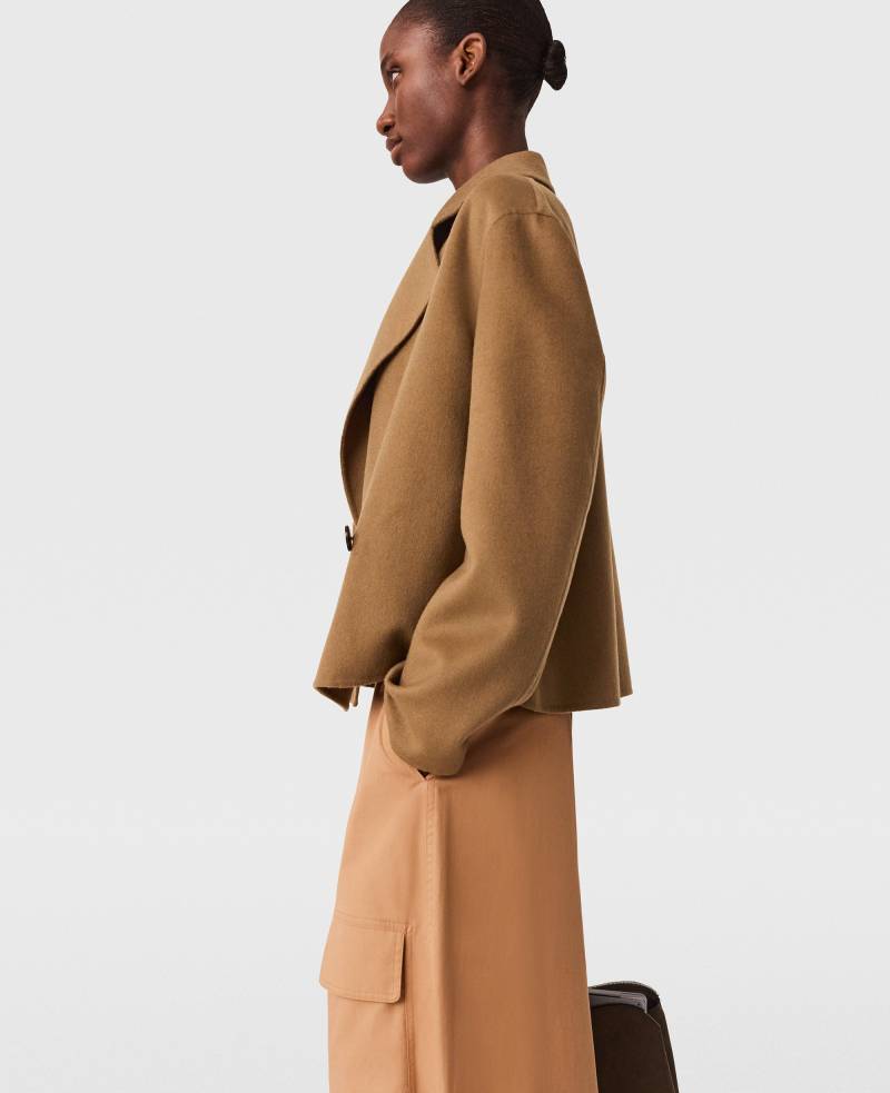 Stella McCartney - Double-Breasted Cropped Peacoat Jacket, Frau, Toffee, Größe: 40 von Stella McCartney