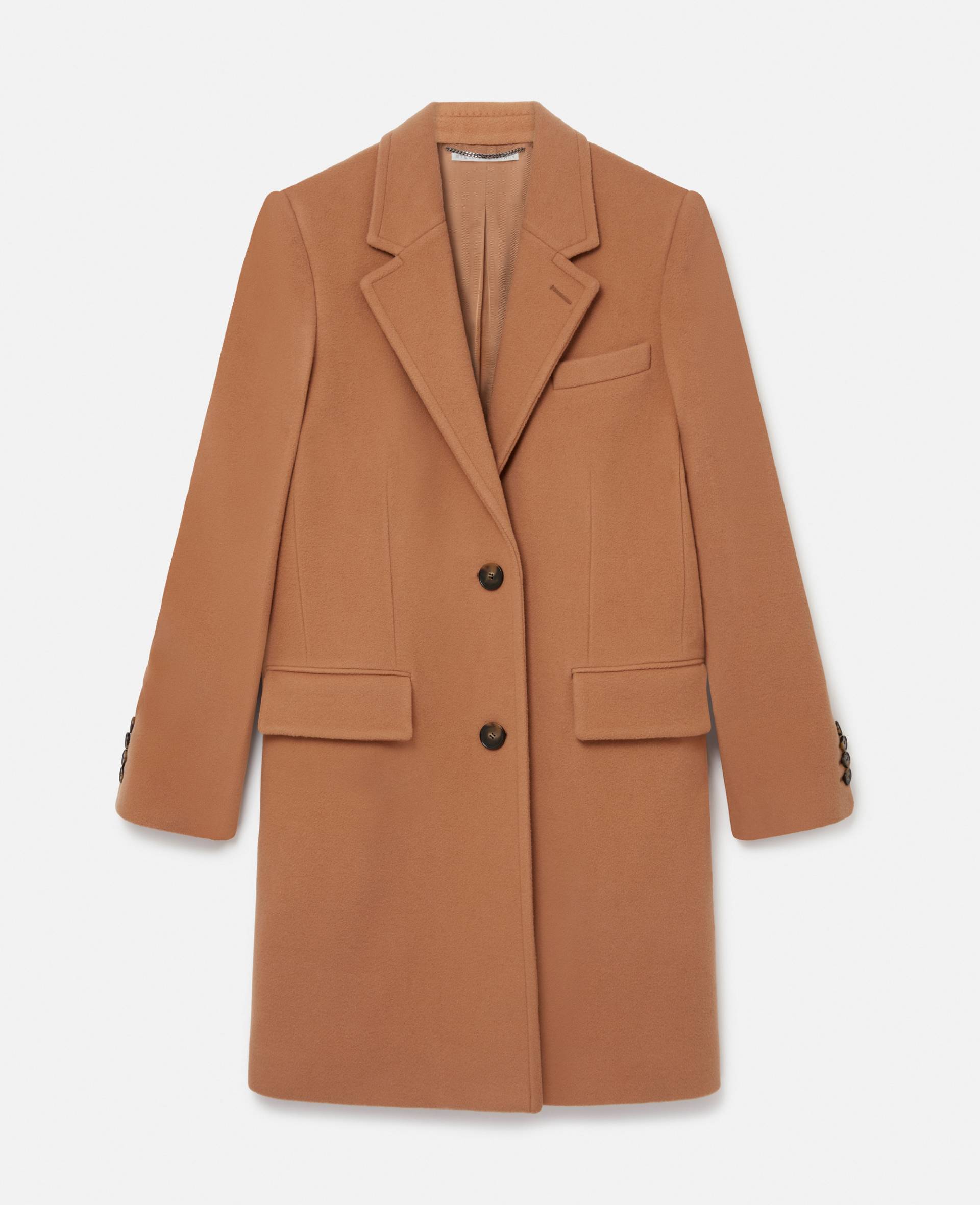 Stella McCartney - Einreihiger, strukturierter Stella Iconics Mantel, Frau, Camel, Größe: 40 von Stella McCartney