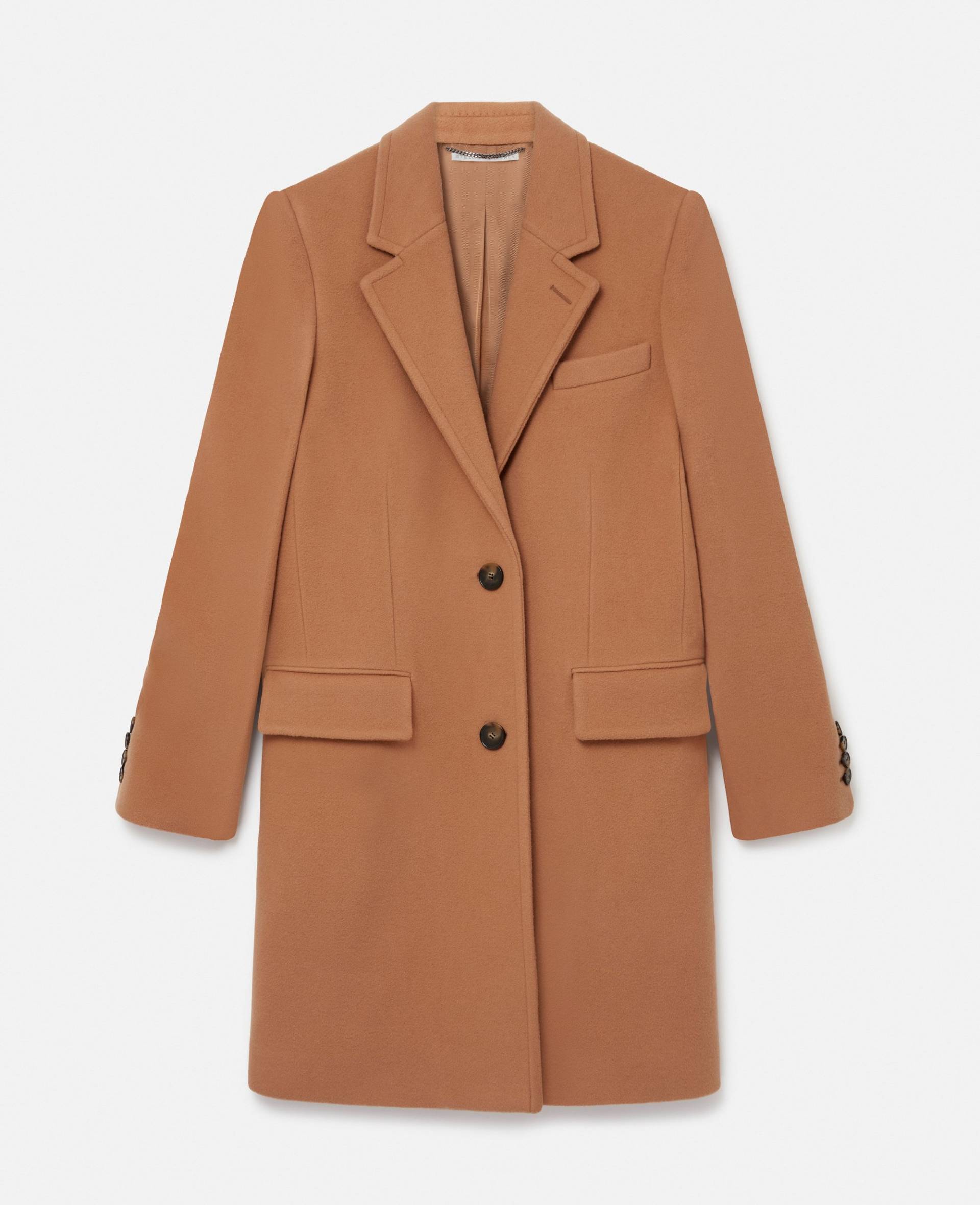 Stella McCartney - Einreihiger, strukturierter Stella Iconics Mantel, Frau, Camel, Größe: 42 von Stella McCartney