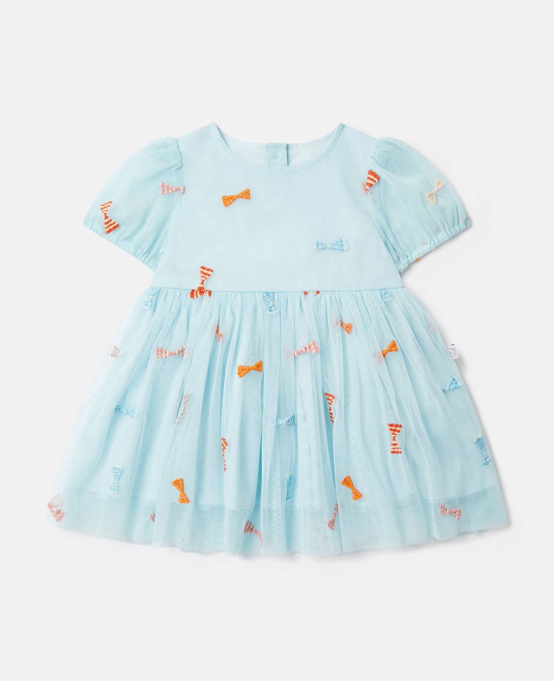 Stella McCartney - Elegantes Kleid mit gestreiften Schleifen, Frau, Aquablau, Größe: 12m von Stella McCartney