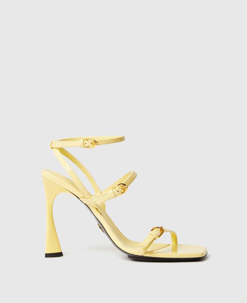Stella McCartney - Elsa Sandalen aus Lackleder mit Absatz, Frau, Bananengelb, Größe: 37 von Stella McCartney