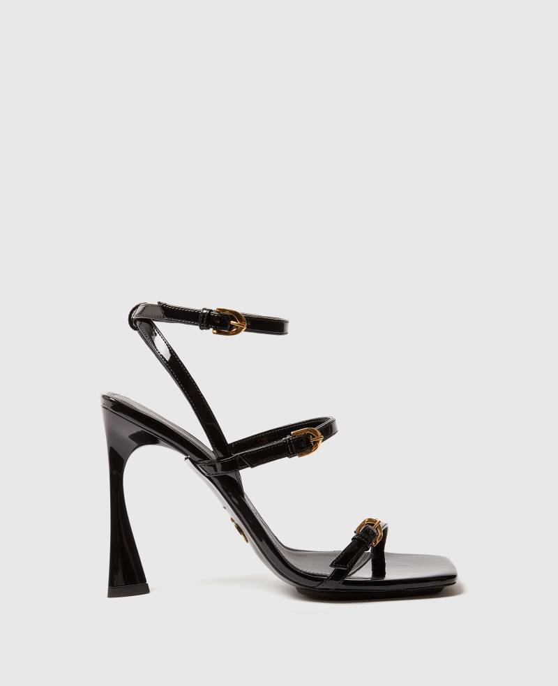 Stella McCartney - Elsa Sandalen aus Lackleder mit Absatz, Frau, Schwarz, Größe: 39h von Stella McCartney