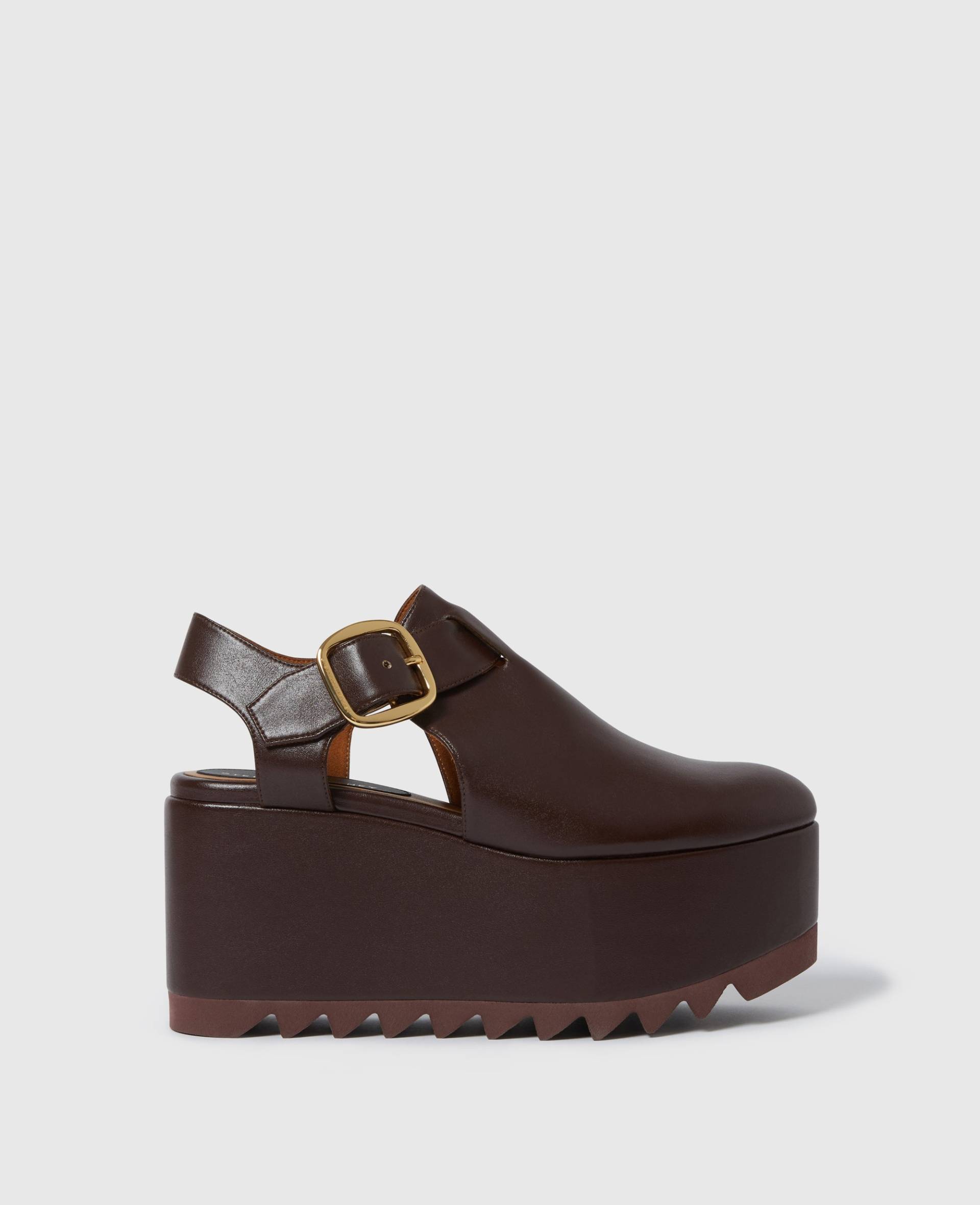 Stella McCartney - Elyse Plateausandalen T-Steg mit geschlossener Zehenpartie, Frau, Mokka, Größe: 35h von Stella McCartney