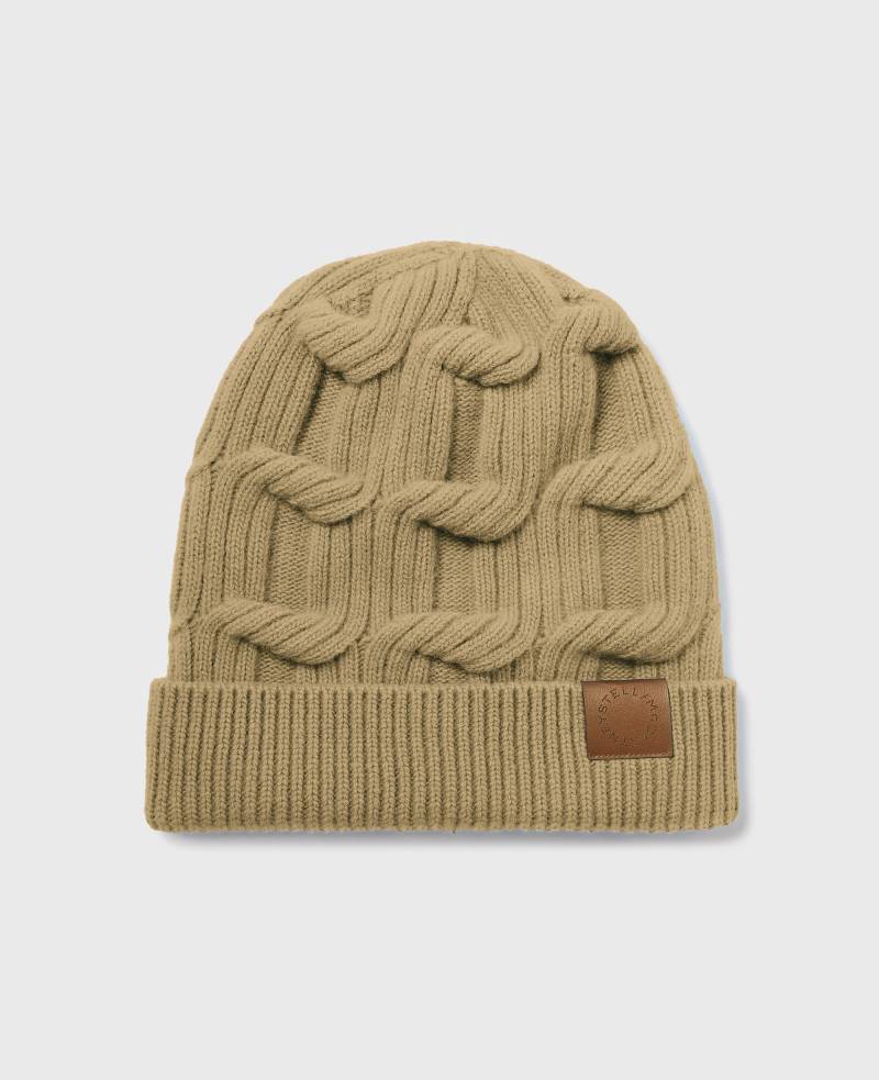Stella McCartney - Falabella Beanie aus Zopfmusterstrick, Frau, Camel von Stella McCartney