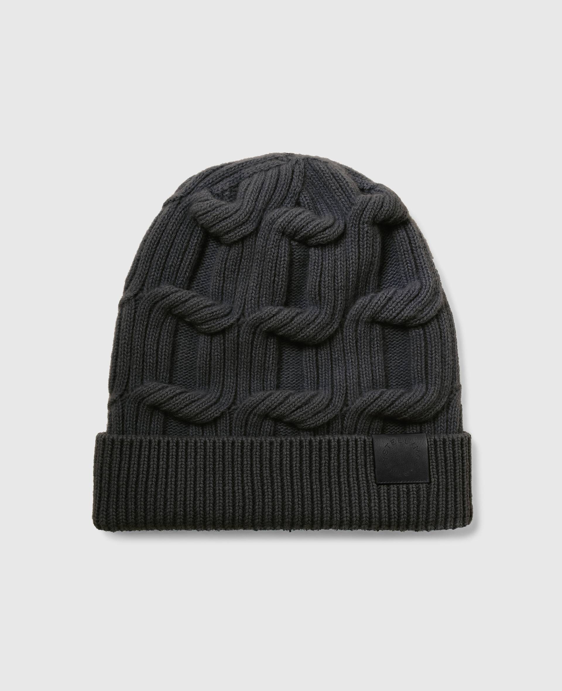 Stella McCartney - Falabella Beanie aus Zopfmusterstrick, Frau, Dunkelgrau meliert von Stella McCartney