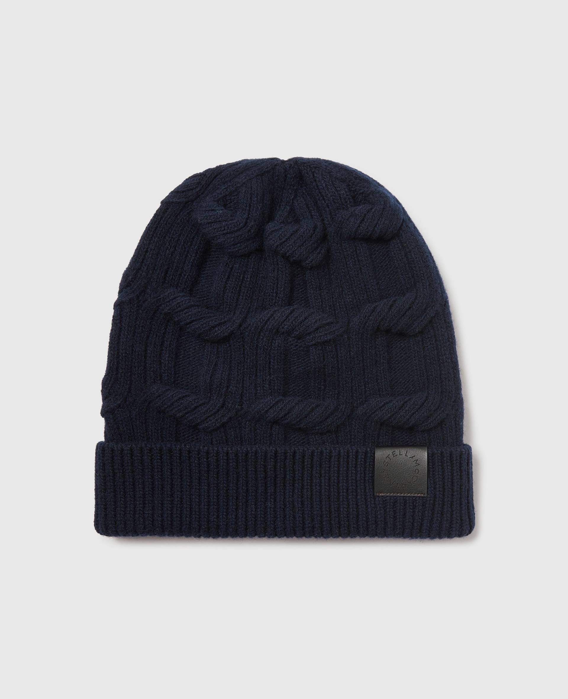 Stella McCartney - Falabella Beanie aus Zopfmusterstrick, Frau, Marineblau von Stella McCartney