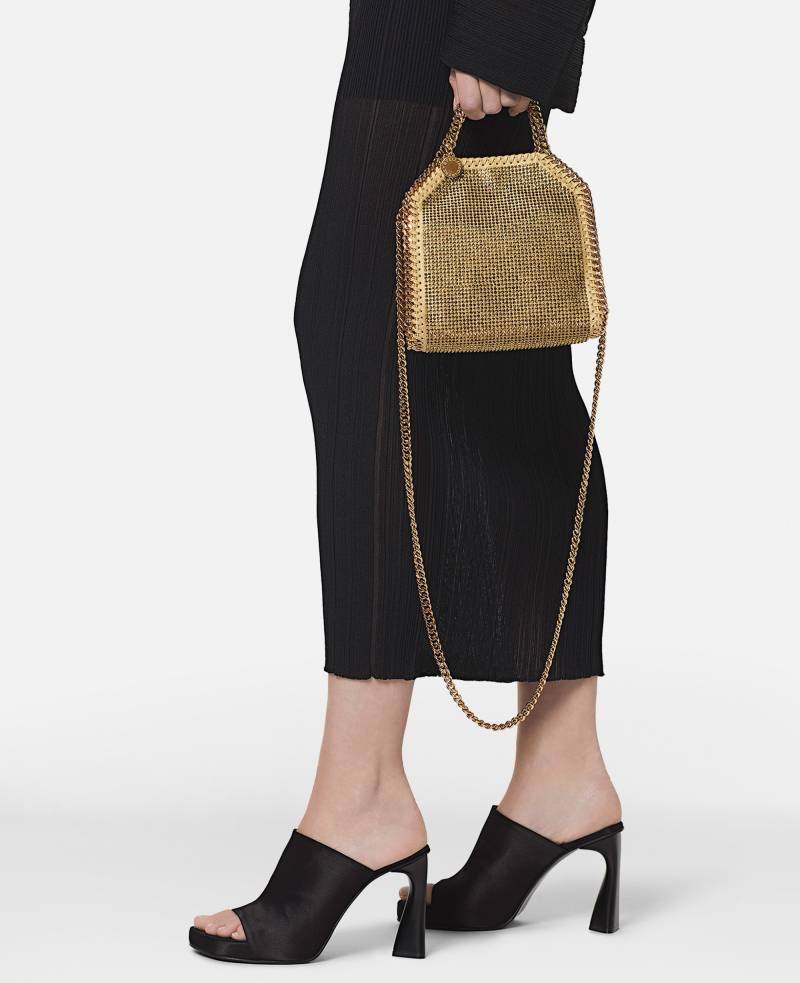 Stella McCartney - Falabella Crystal Mesh Mini Tote Bag, Frau, Gold von Stella McCartney