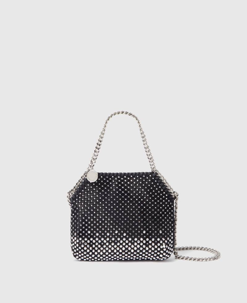 Stella McCartney - Falabella Nano Tote Bag mit Kristallen, Frau, Black/Silver von Stella McCartney