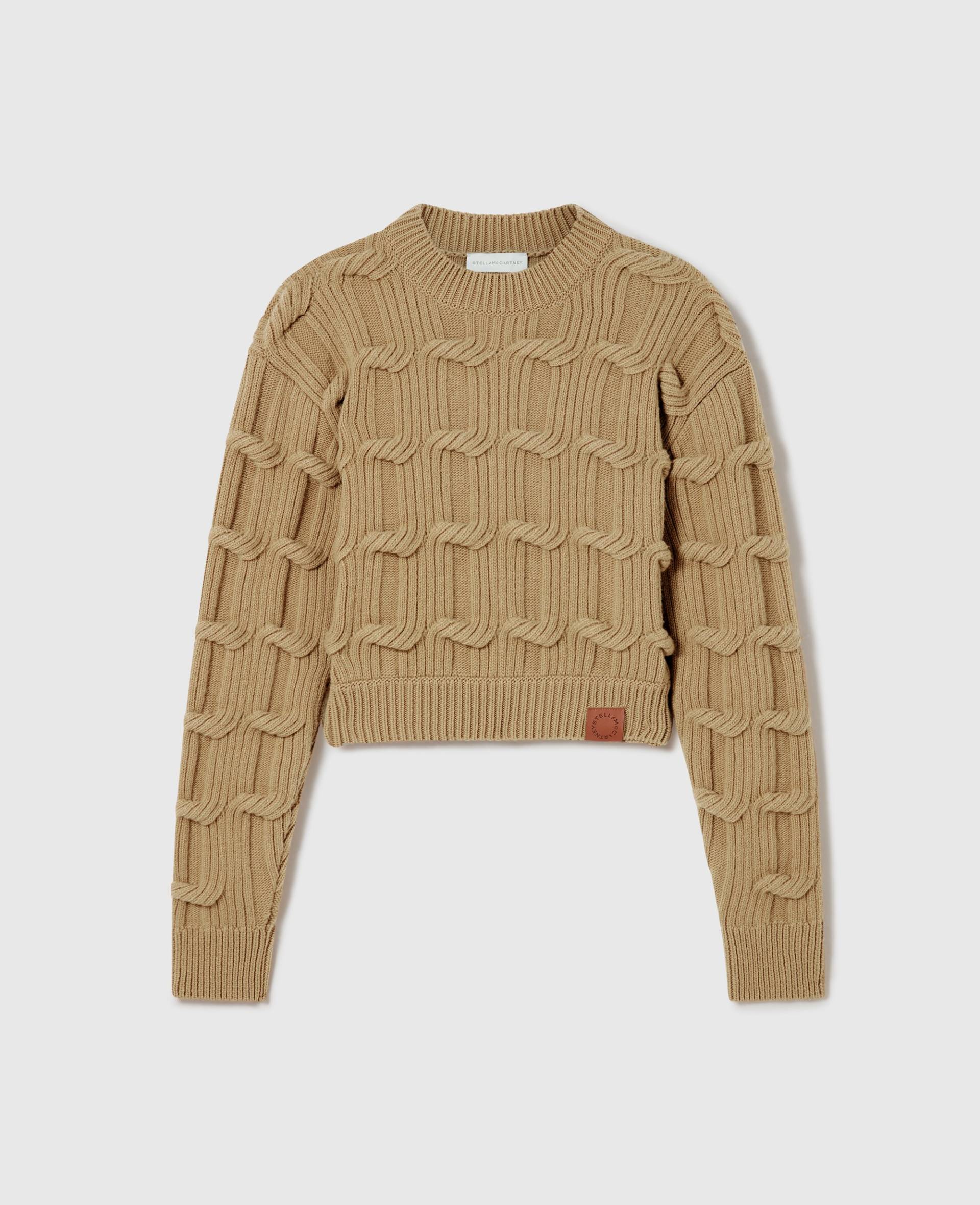 Stella McCartney - Falabella Pullover aus Zopfmusterstrick mit Rundhalsausschnitt, Frau, Camel, Größe: M von Stella McCartney