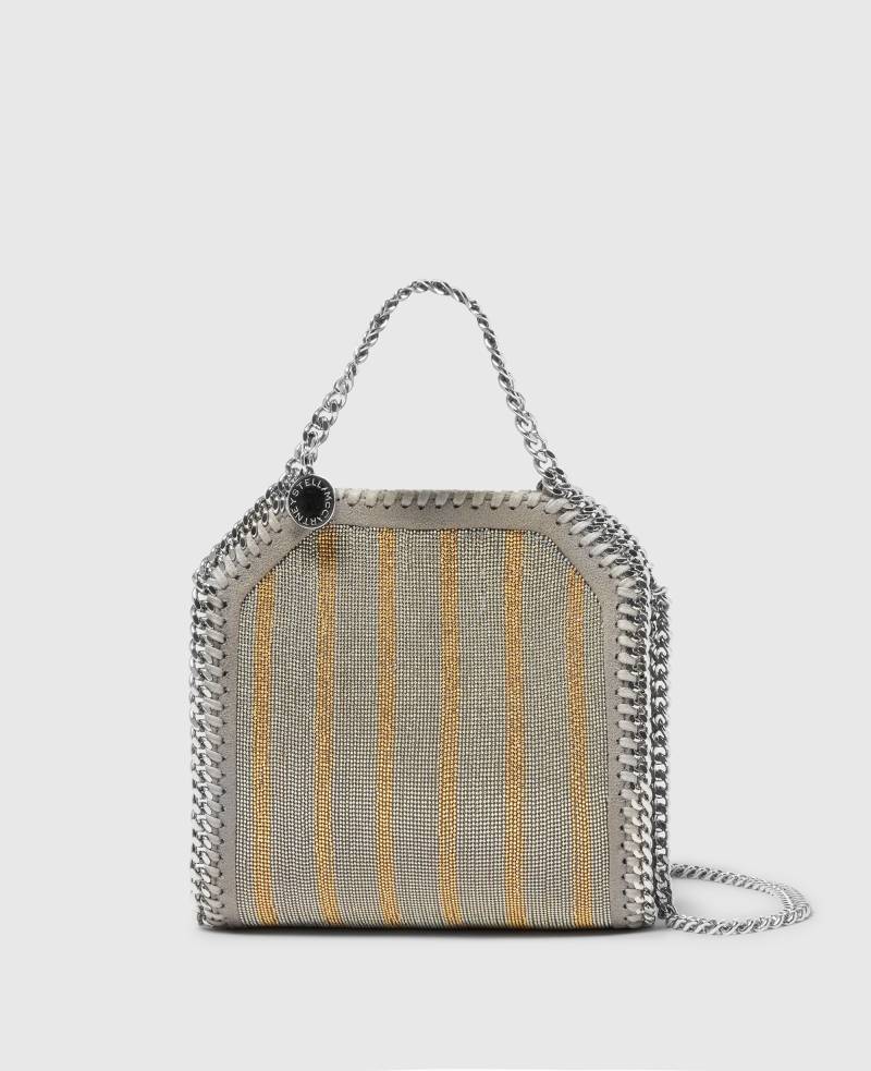 Stella McCartney - Falabella Tote Bag im Mini-Format in limitierter Auflage mit Metallketten-Stickerei, Frau, Metallic von Stella McCartney