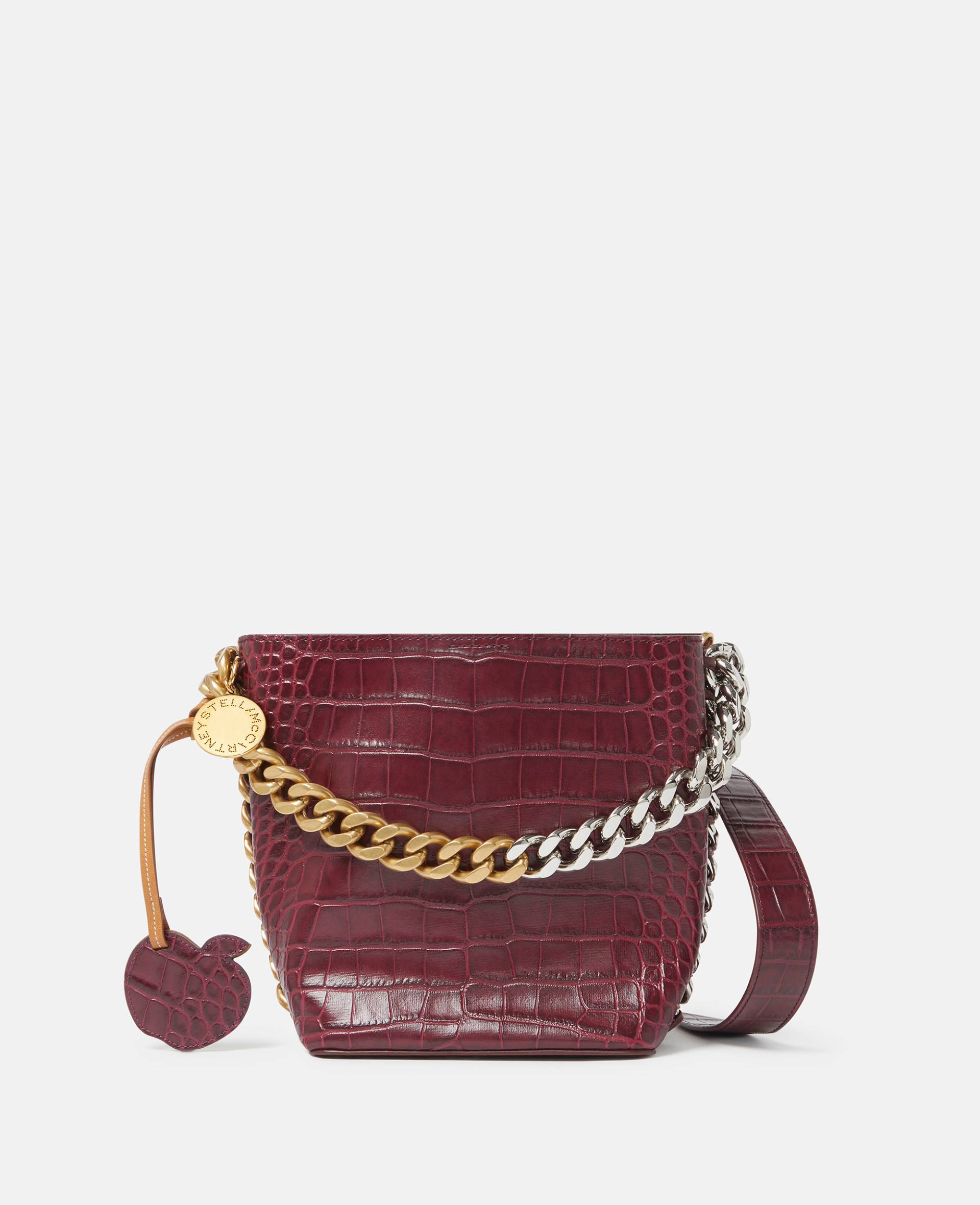 Stella McCartney - Frayme Bucket Bag mit Kroko-Prägung, Frau, Burgunder von Stella McCartney