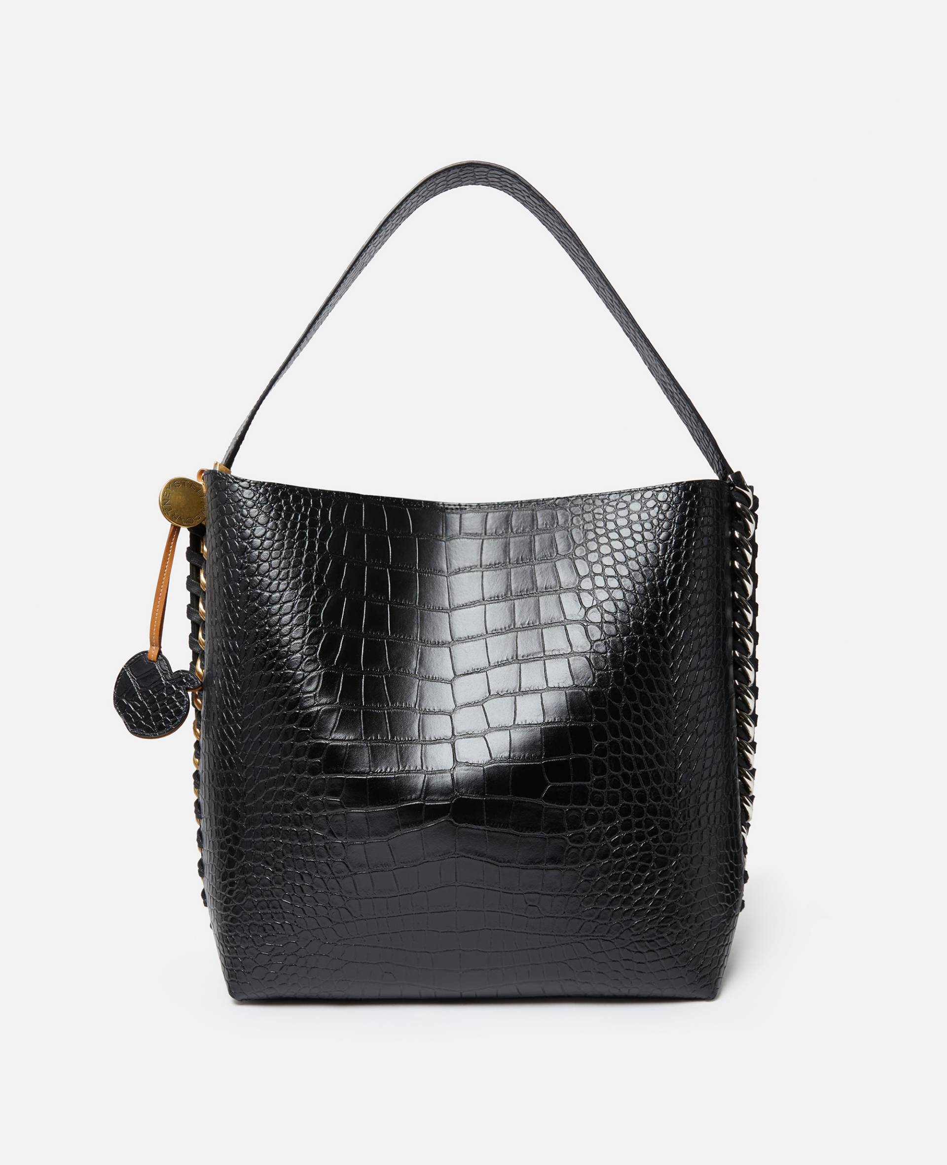 Stella McCartney - Frayme Tote Bag mit Kroko-Prägung, Frau, Schwarz von Stella McCartney