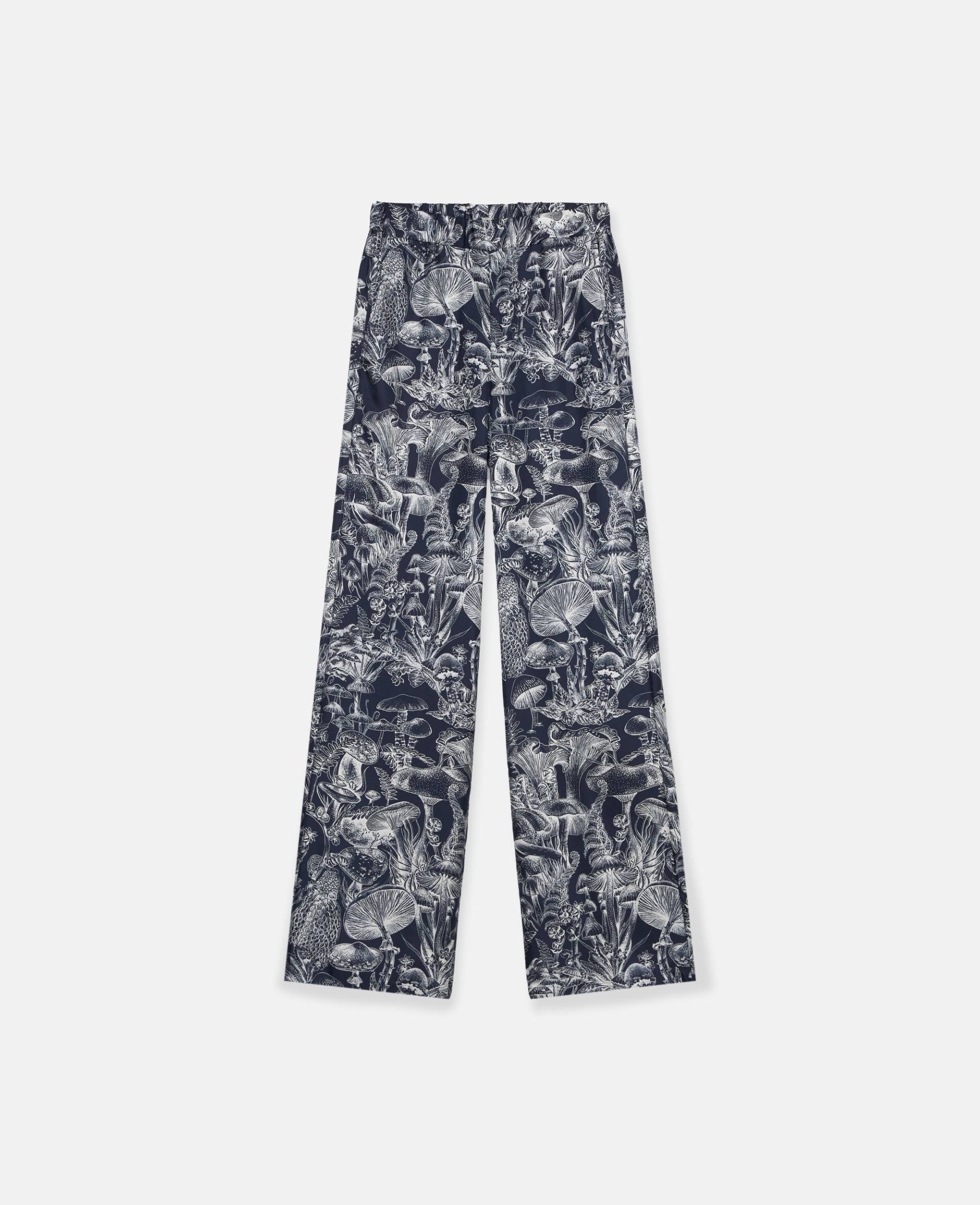 Stella McCartney - Pyjama-Hose aus Seide mit Fungi Forest Print, Frau, Marineblau Bunt, Größe: 36 von Stella McCartney