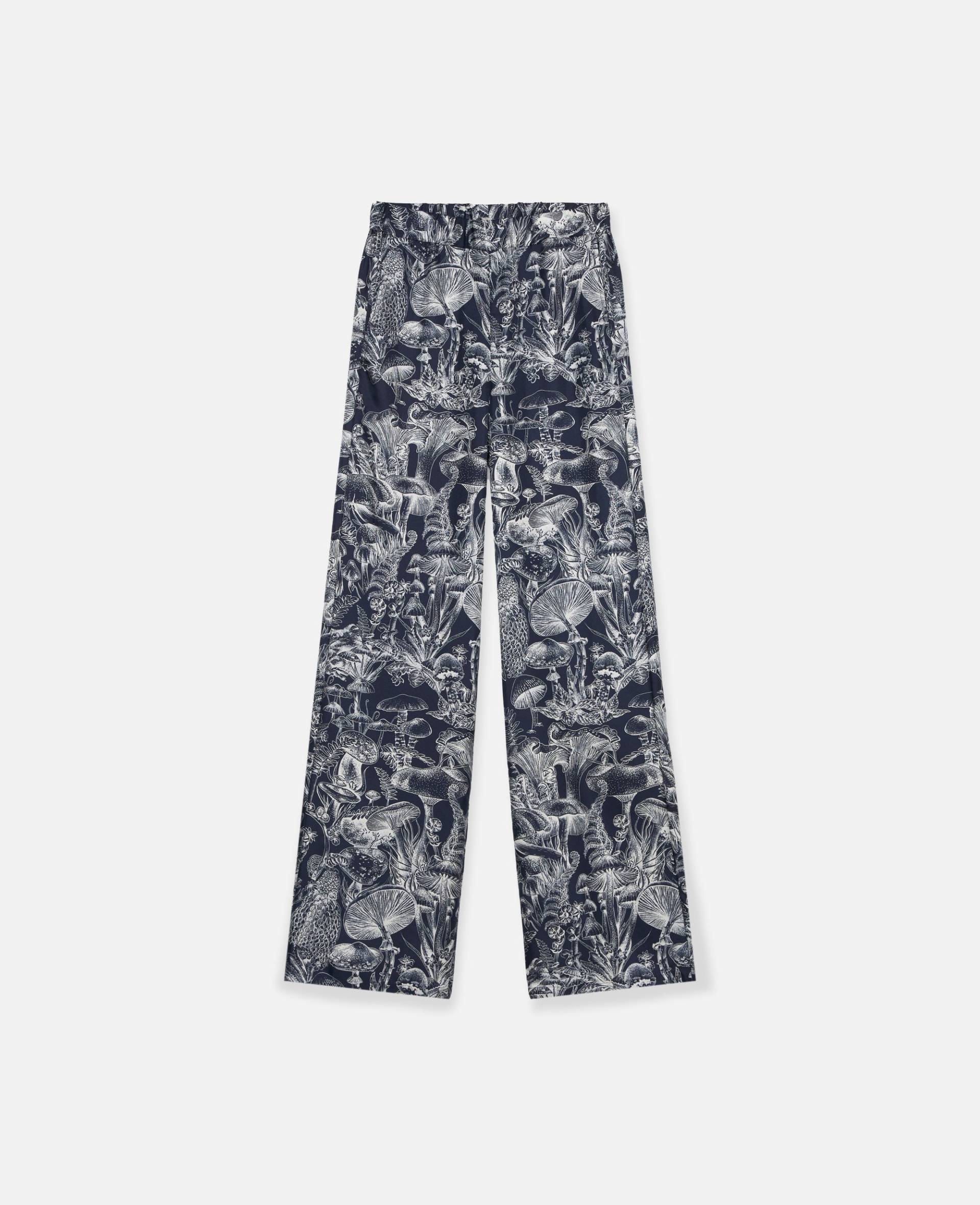 Stella McCartney - Pyjama-Hose aus Seide mit Fungi Forest Print, Frau, Marineblau Bunt, Größe: 38 von Stella McCartney